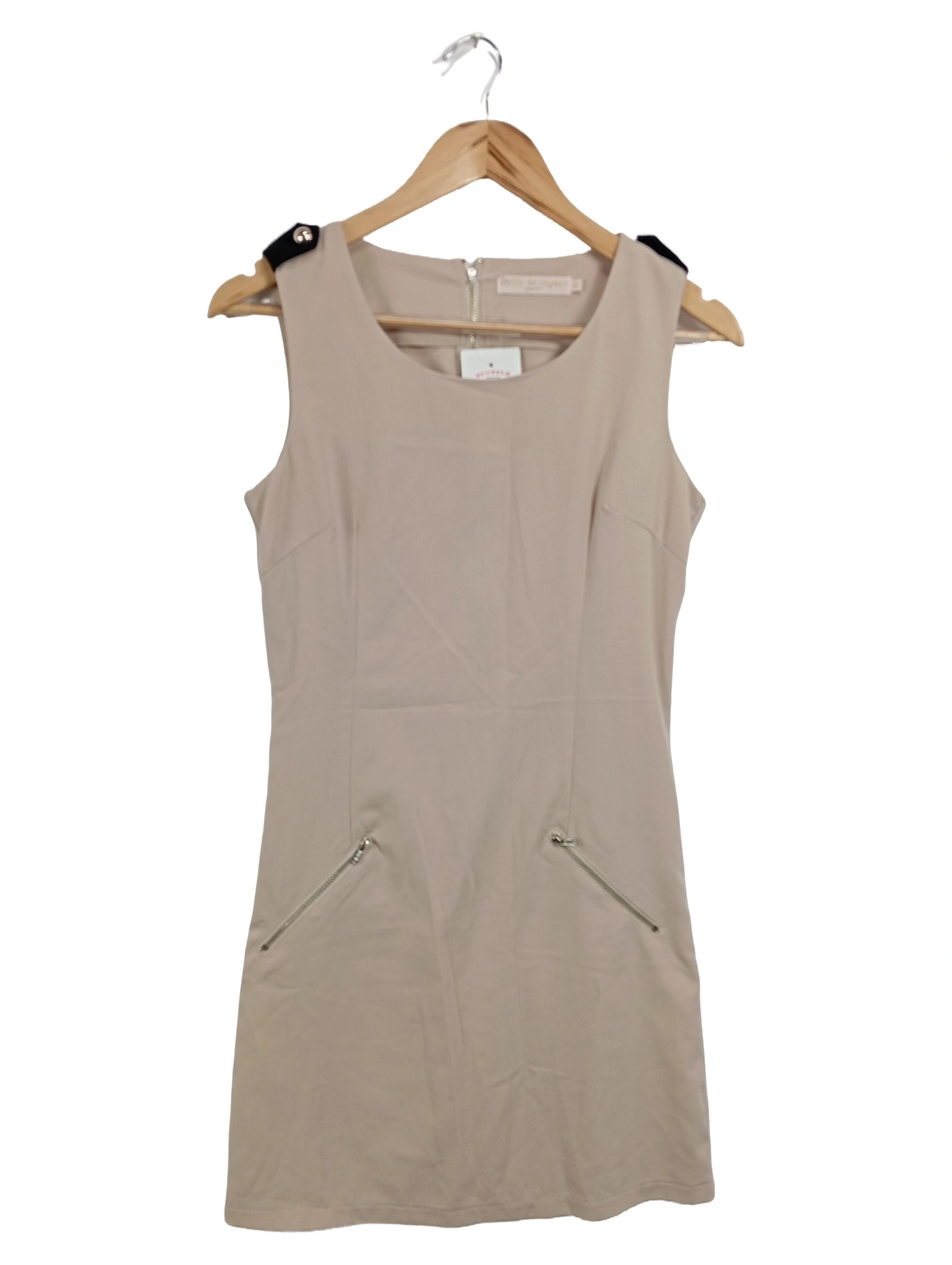 DROLE DE COPINE Etuikleid Damen Gr. 38/M Beige Elegant Business Kleid 1
