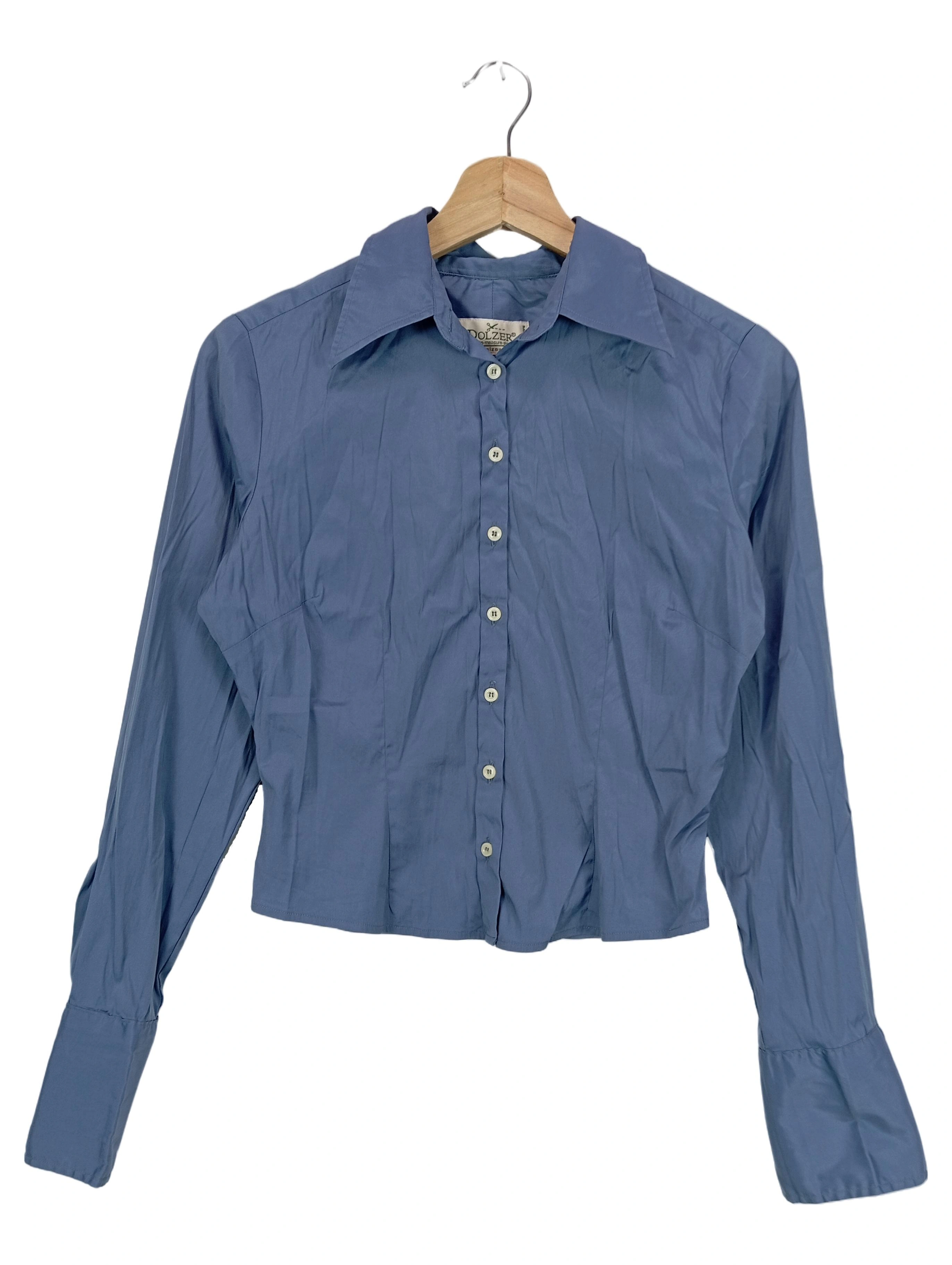 DOLZER Damen Bluse Blau Einheitsgröße Business Klassisch Langarm Hemdbluse 1