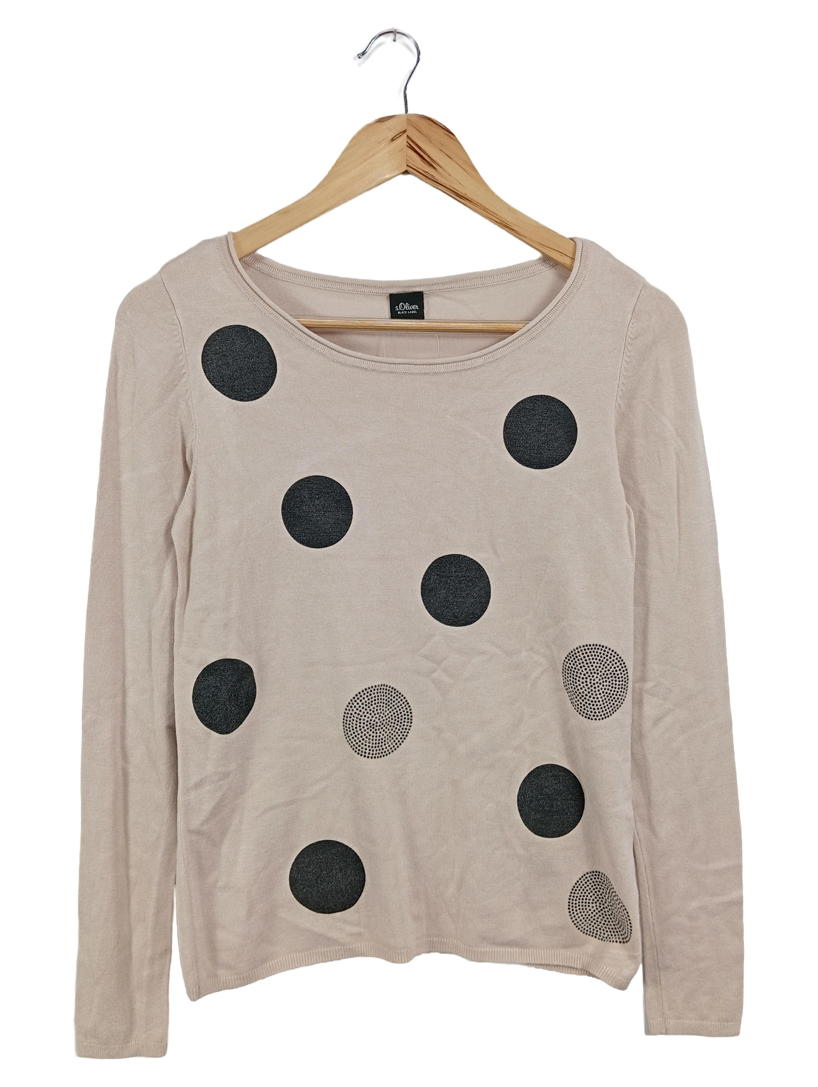 S.OLIVER BLACK LABEL Pullover Damen Gr. 34/XS Beige Punkte Casual 1