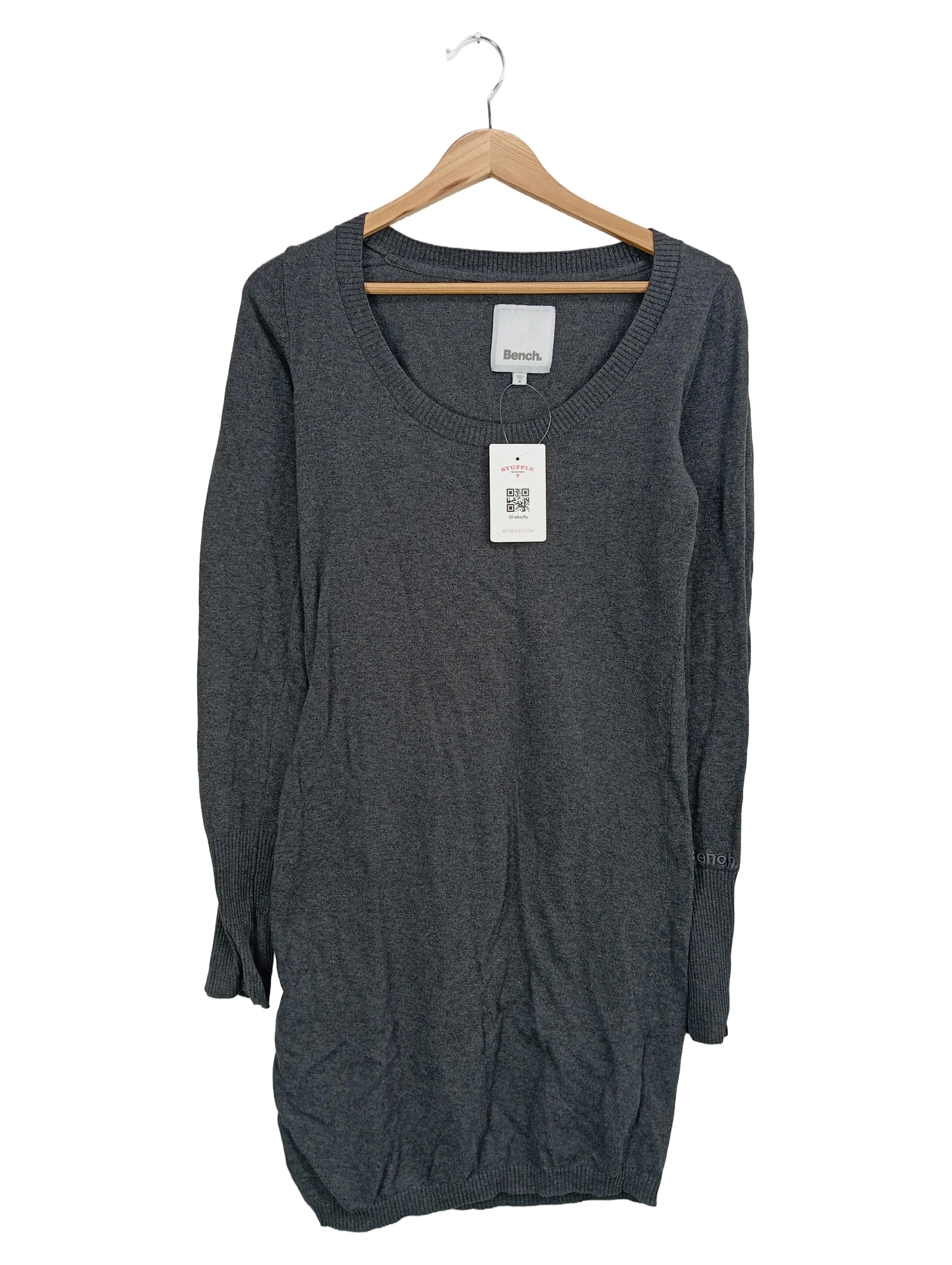 BENCH Damen Freizeitkleid Gr. 36/S Grau Baumwolle Casual Rippstrick 1