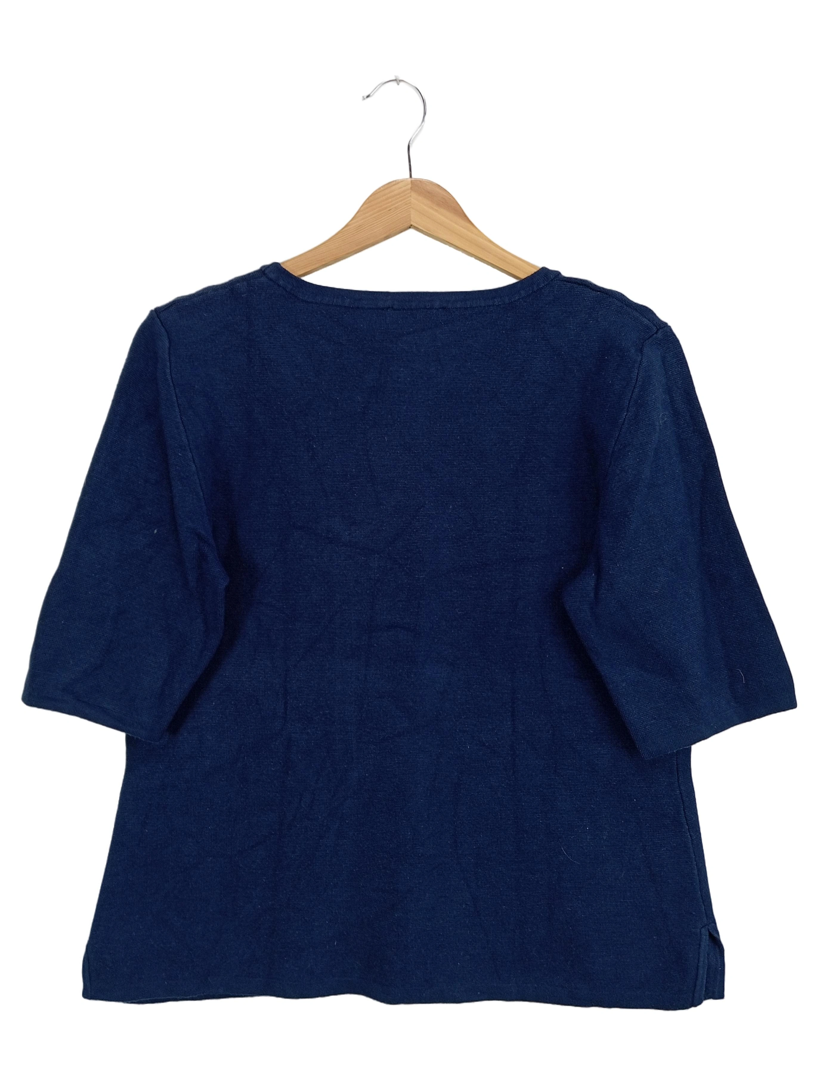 123 PARIS Damen Pullover Gr. 40/M Blau Casual Viskose 3/4-Arm Basic 1