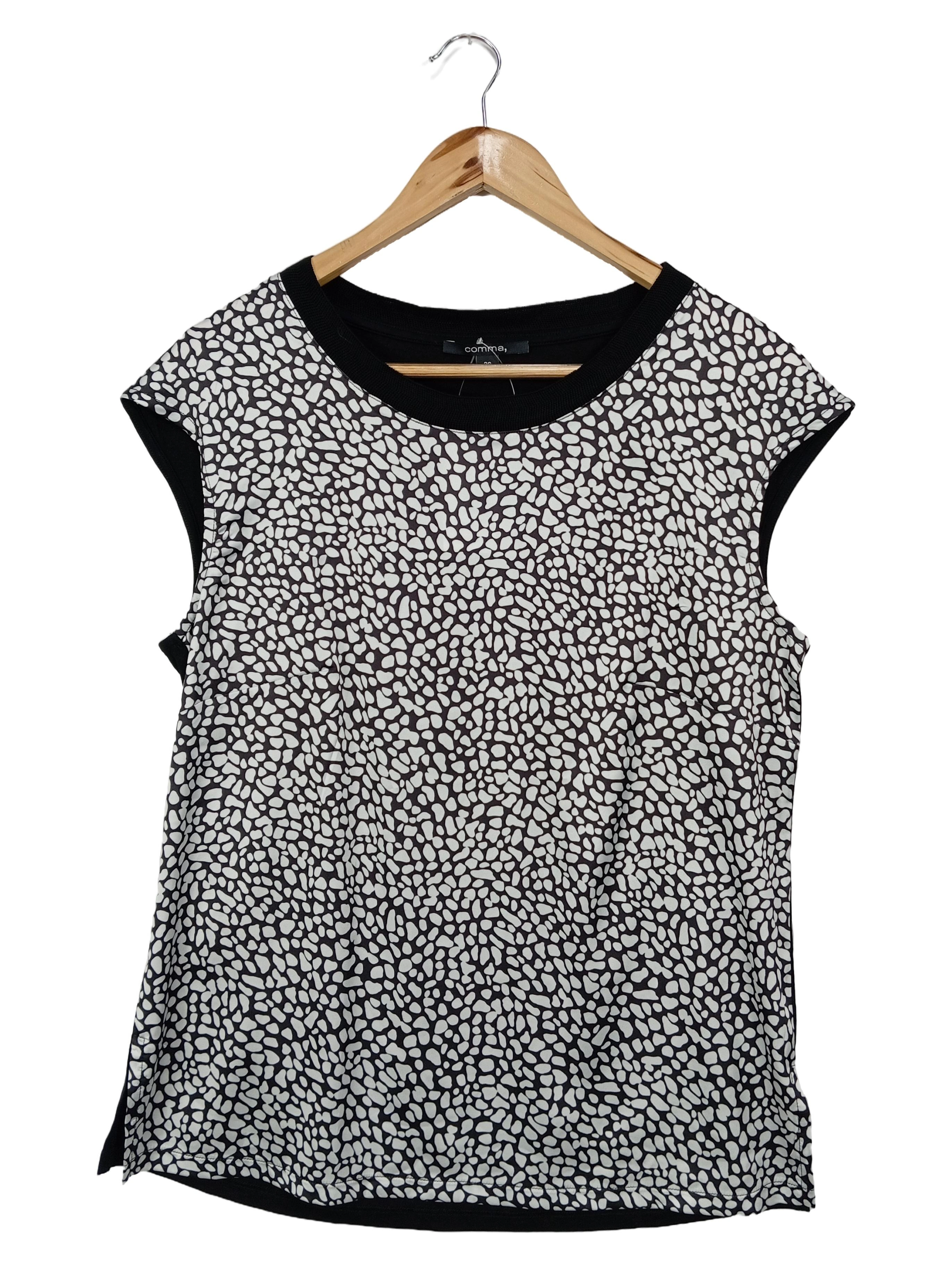COMMA Damen Bluse Gr. 36/S Schwarz Weiß gemustert Casual Modern 1
