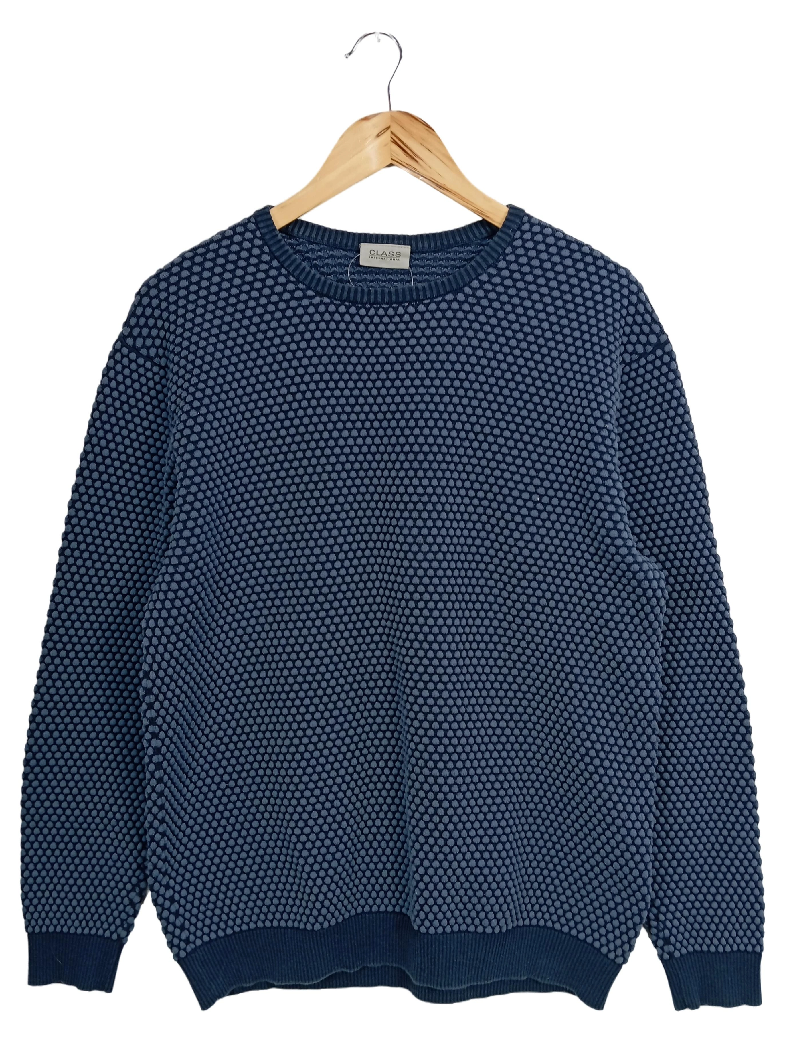 CLASS INTERNATIONAL Herren Pullover Gr. 52/L Blau Baumwolle Casual 1