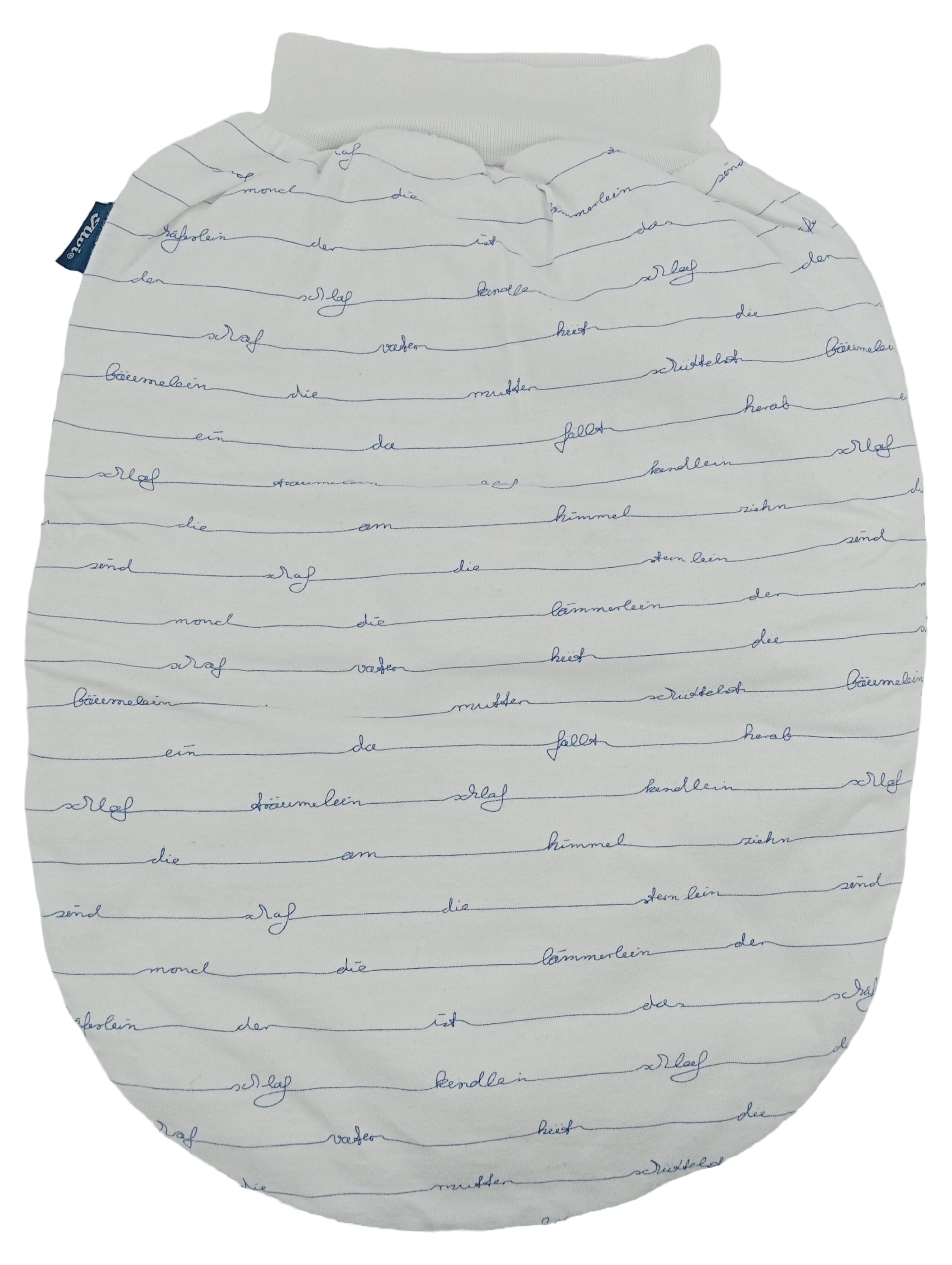 ALVI Baby Schlafsack Größe 50 Weiß mit Schriftzug Kinderschlafsack 1