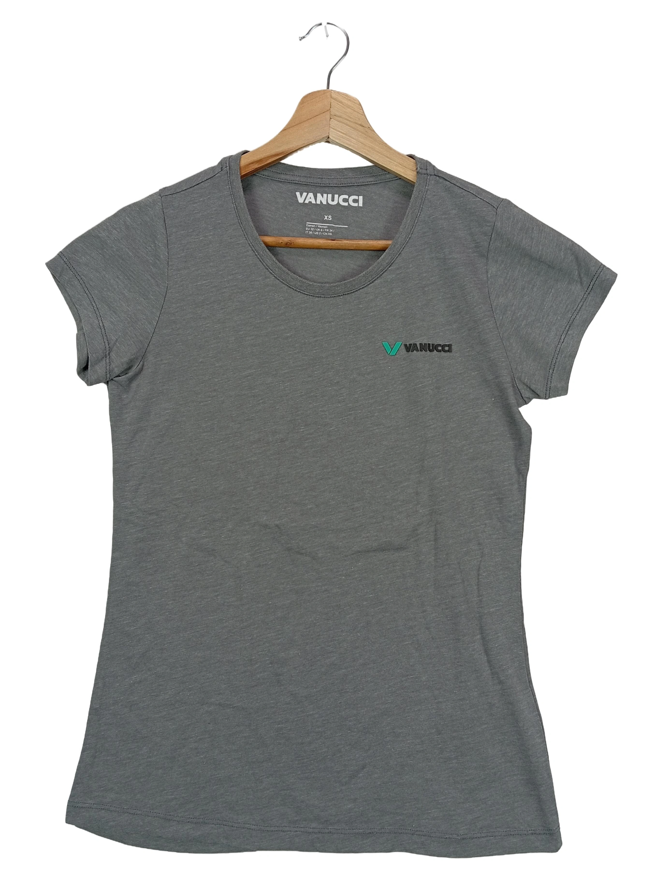 VANUCCI Damen T-Shirt Grau Gr. 32/XS Basic Casual 1
