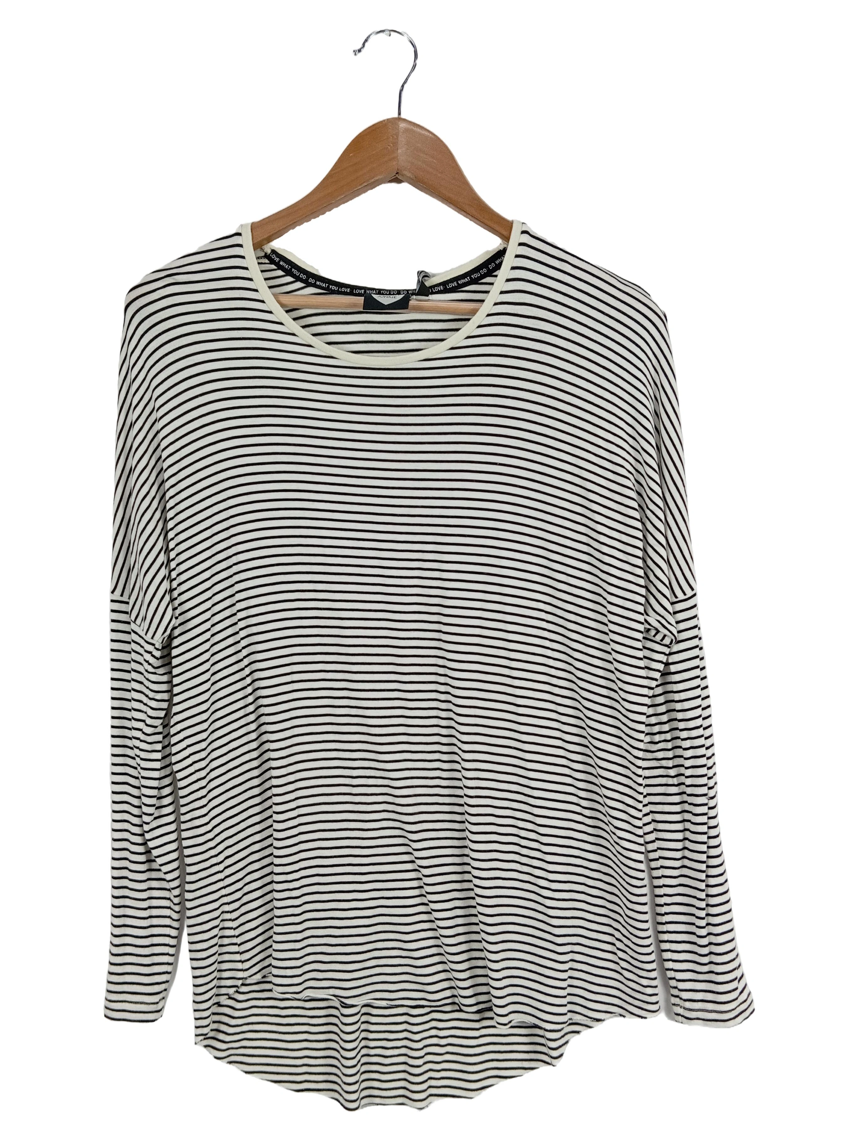 CATWALK JUNKIE Damen Langarmshirt Gr. 34/XS Weiß Gestreift Casual Basic 1