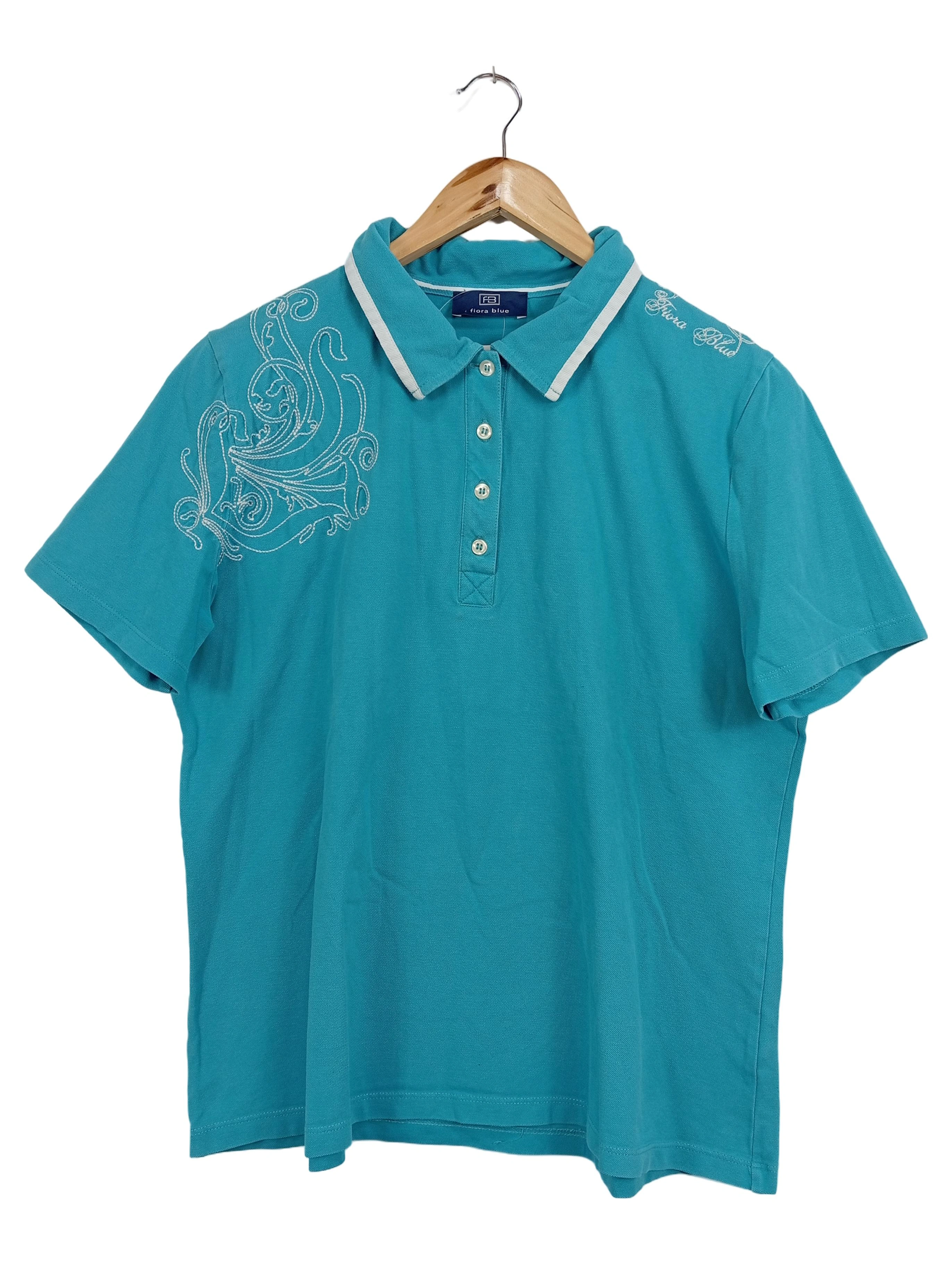 FIORA BLUE Damen Poloshirt Gr. 46/3XL Blau Casual Basic Feminin 1