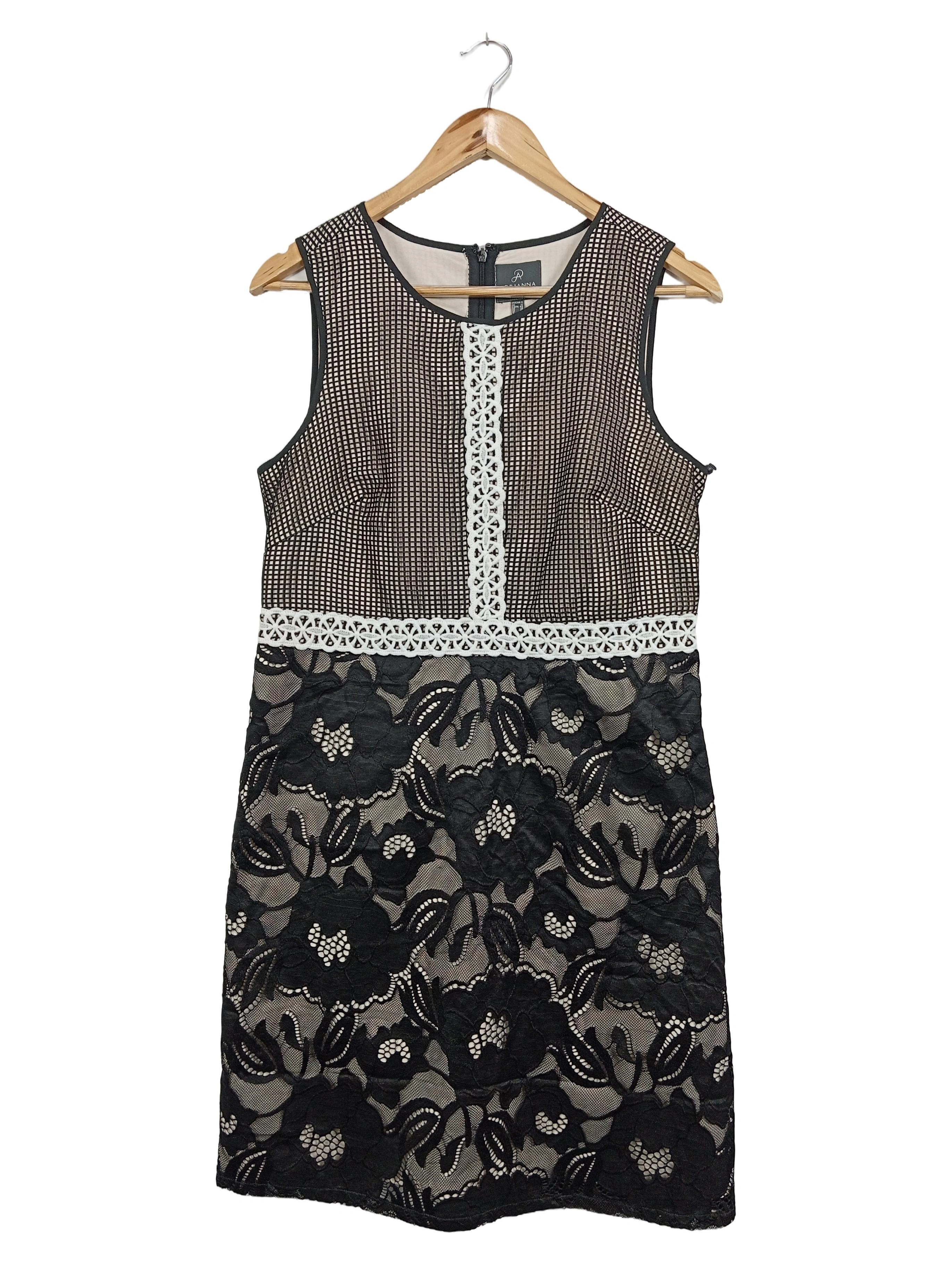 ADRIANNA PAPELL Abendkleid Damen Gr. 38/M Schwarz Elegant Spitze Cocktailkleid 1