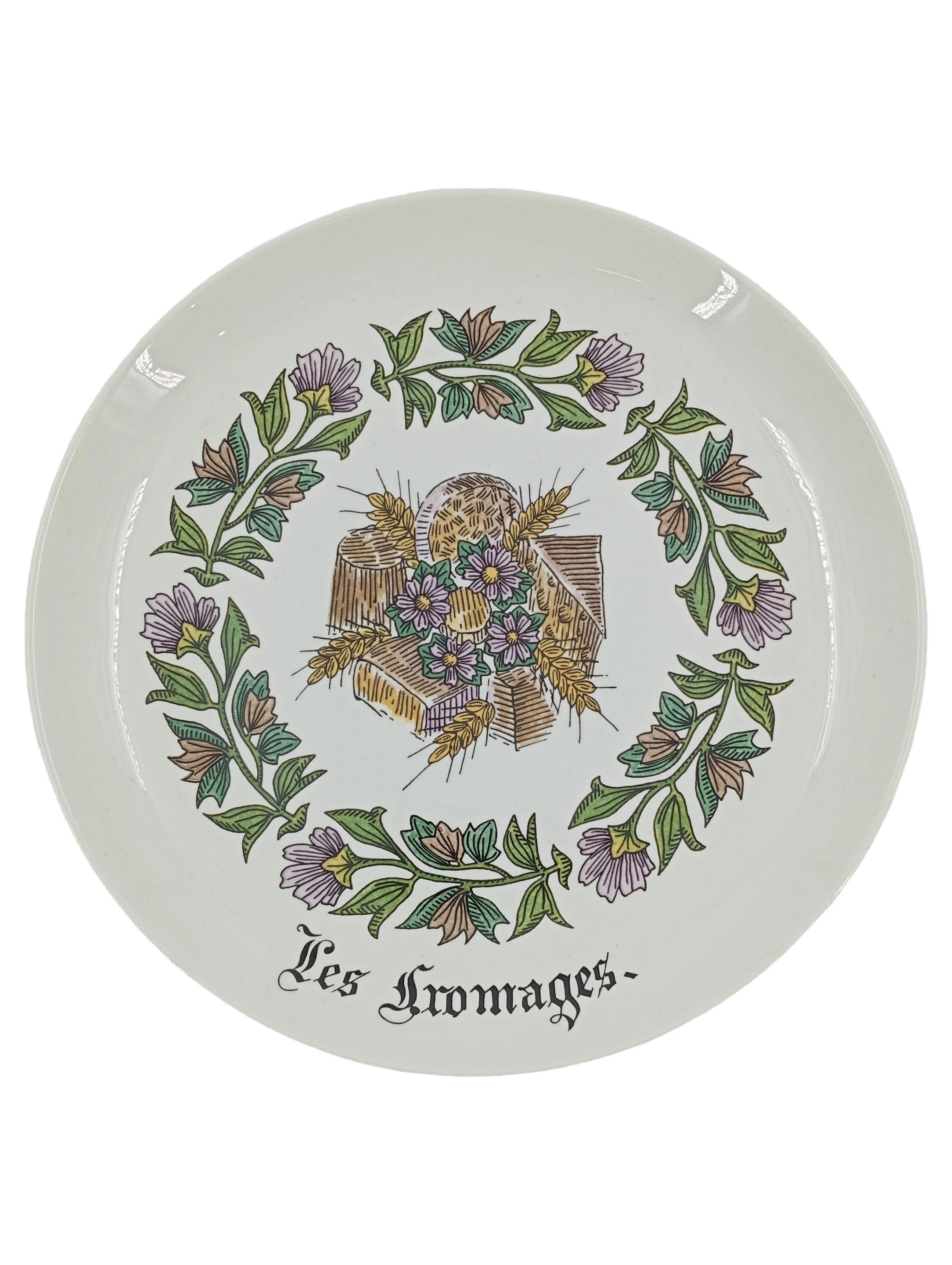 GIEN FRANCE Sammelteller Les Fromages Stillleben Porzellan Beige 19 cm 1