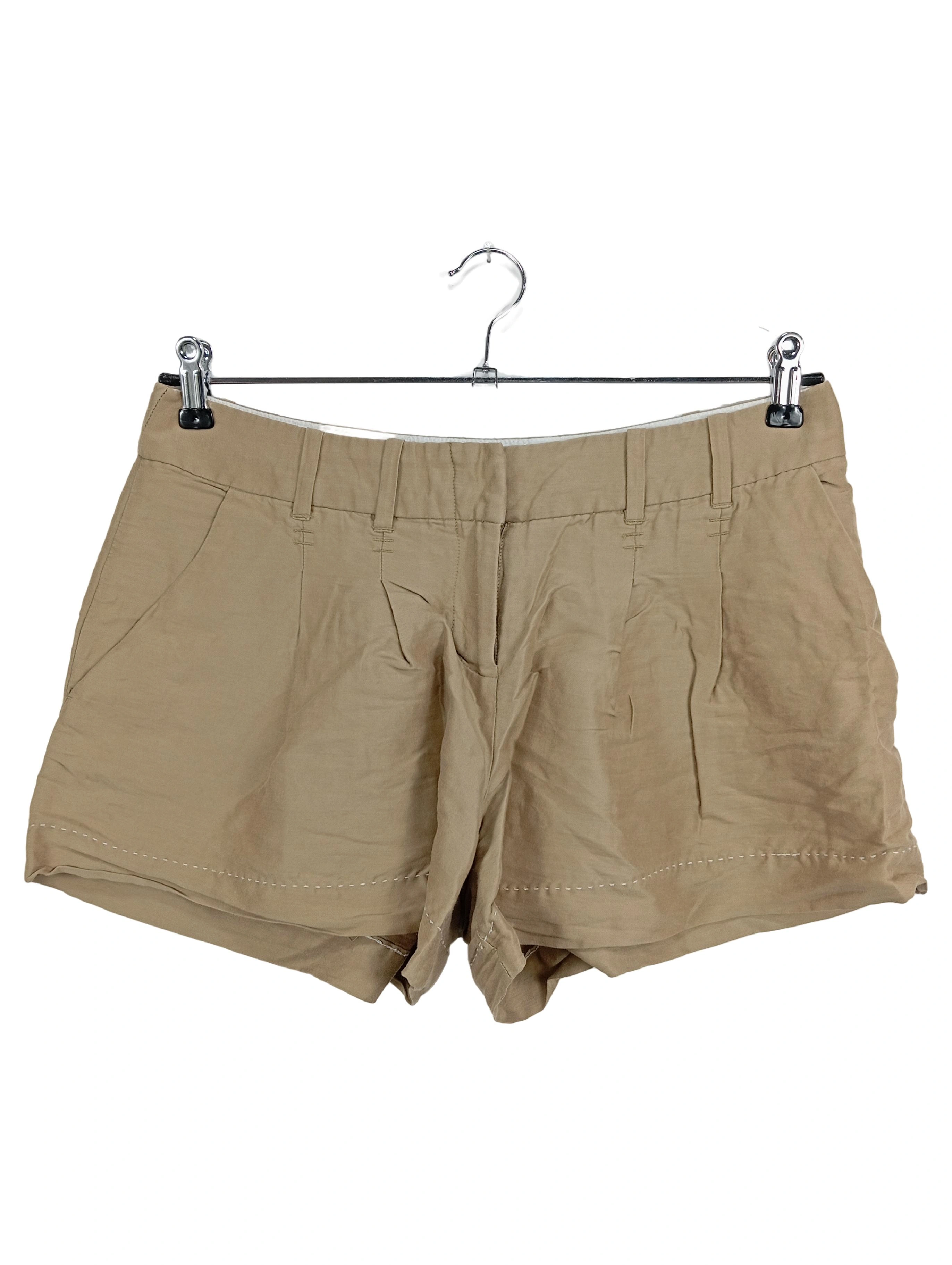 CARTONNIER Damen Shorts Gr. 36 Beige Casual Leinen-Mix Sommerhose 1