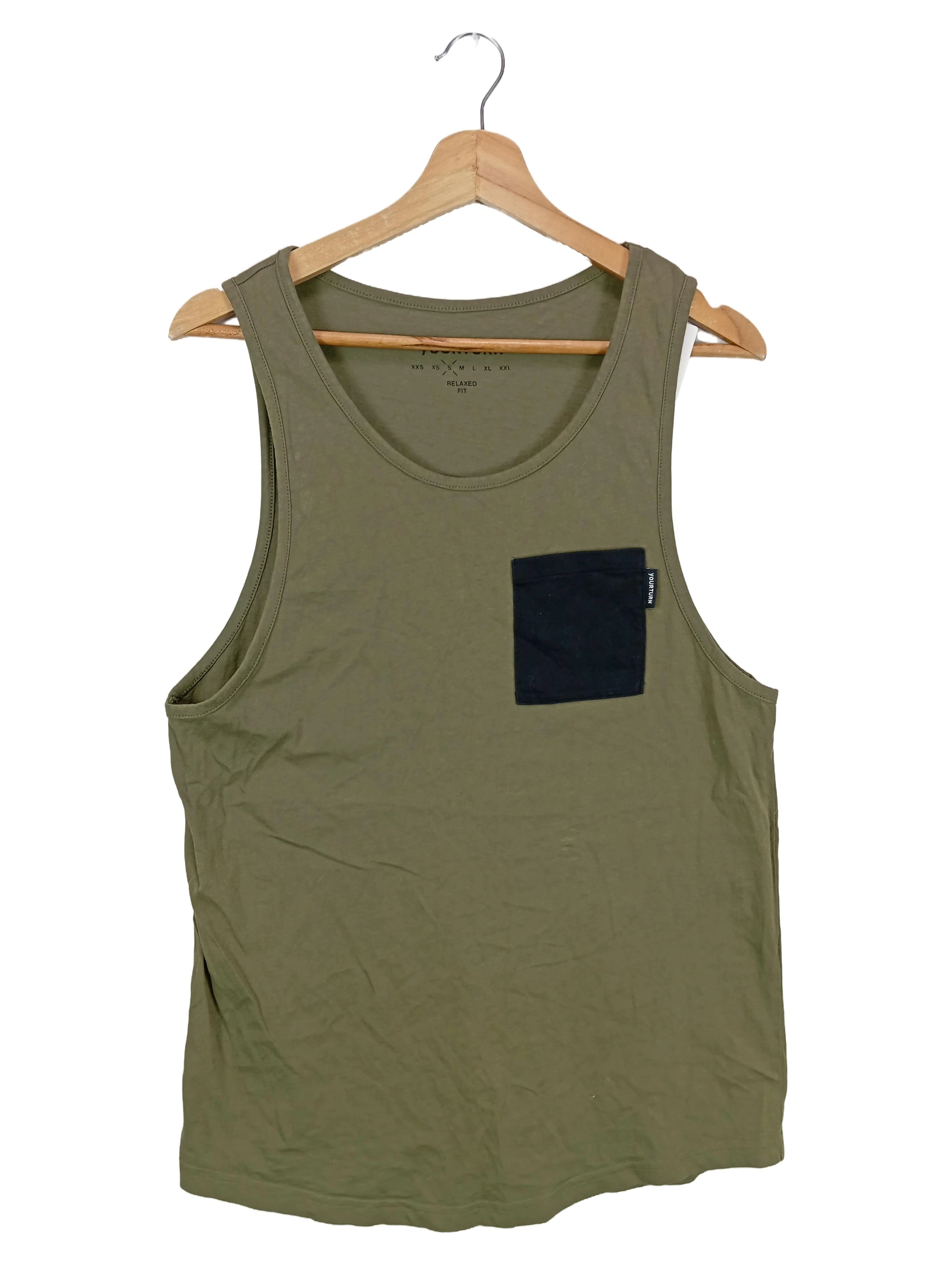 YOURTURN Herren Top Tanktop S Oliv Casual Basic 1