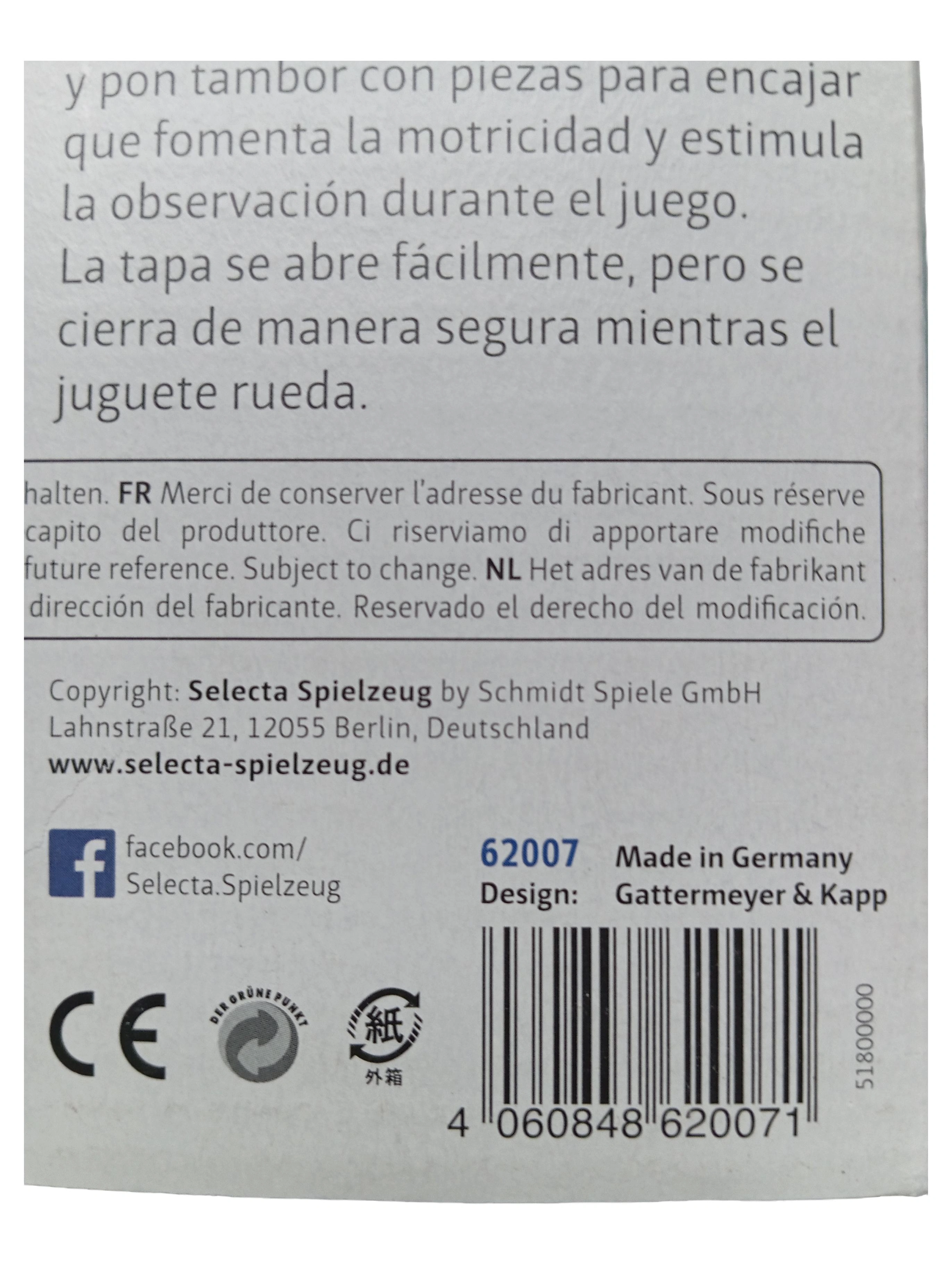 Selecta Sortierrolle Steckspiel Holz Mehrfarbig ab 12 Monate Steckbox Rolleffekt 1