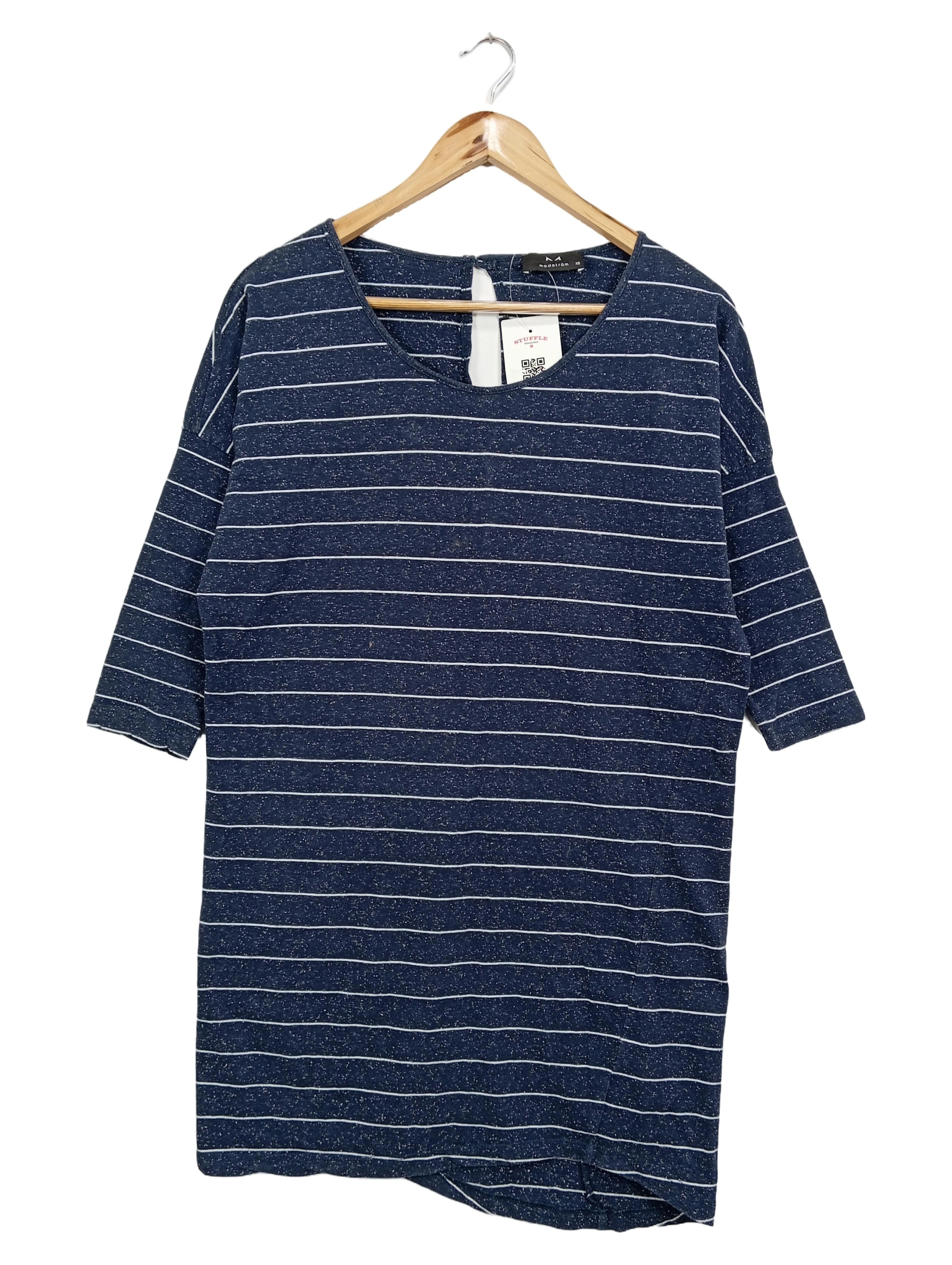 MODSTRöM Damen Freizeitkleid 34;XS Blau Gestreift Kurzarm Minikleid 1