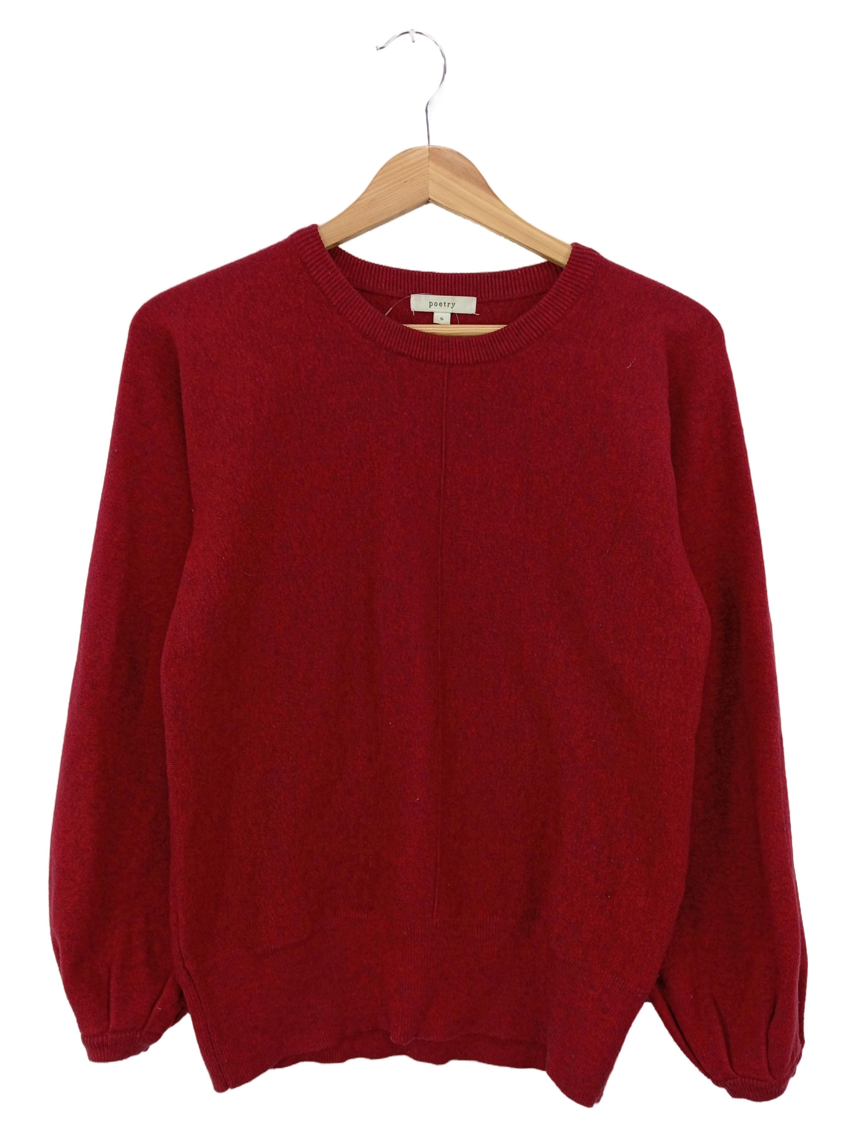 POETRY Damen Pullover Gr. 36/S Rot Casual Basic Viskose Langarm 1