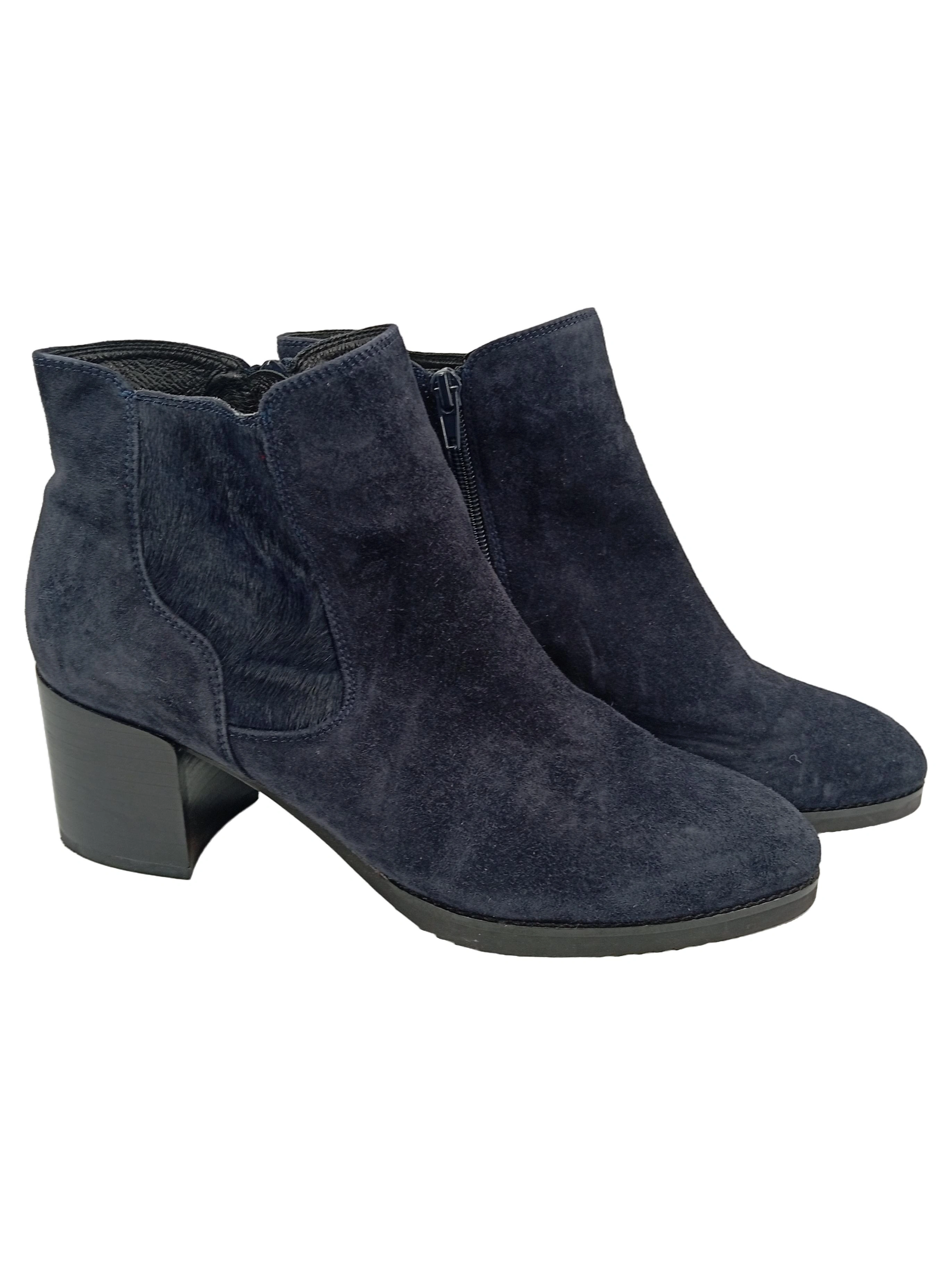 BELMONDO Damen Stiefelette Gr. 40 Blau Elegant Klassisch Blockabsatz 6cm 1