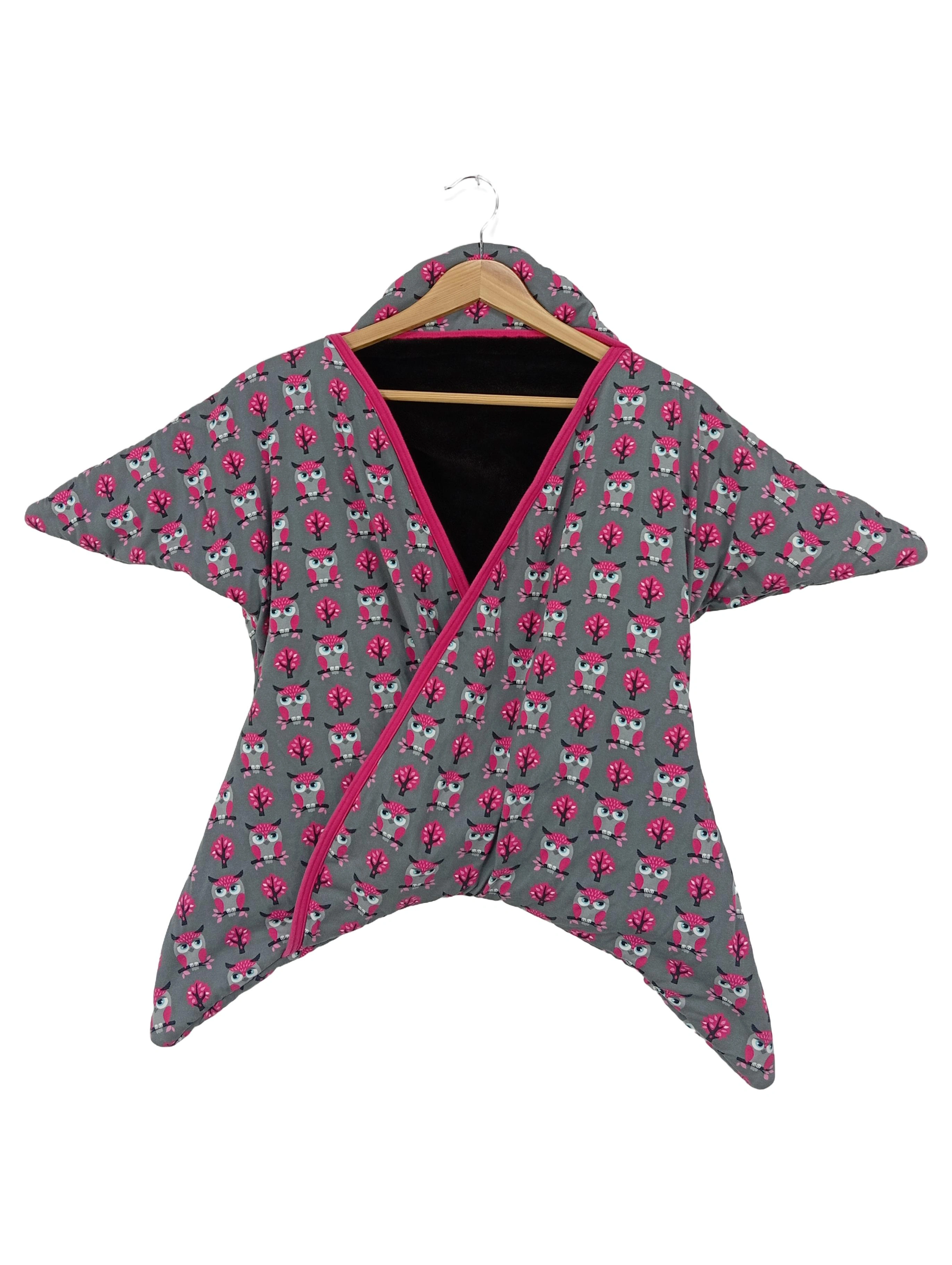 BABAUBA Babydecke Schlafsack Eule Grau Pink Baumwolle 80x85 cm 1
