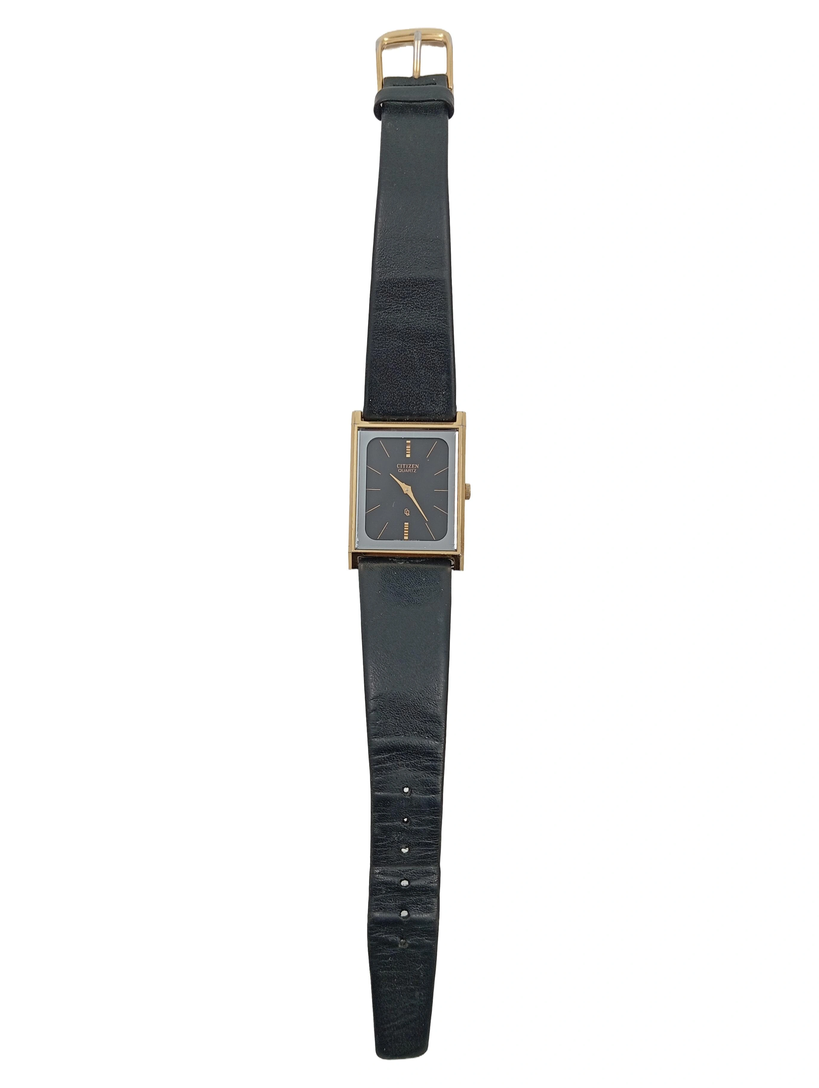 CITIZEN Damen Armbanduhr Klassisch Schwarz Leder Edelstahl Quartz 4-213106 YQ 1