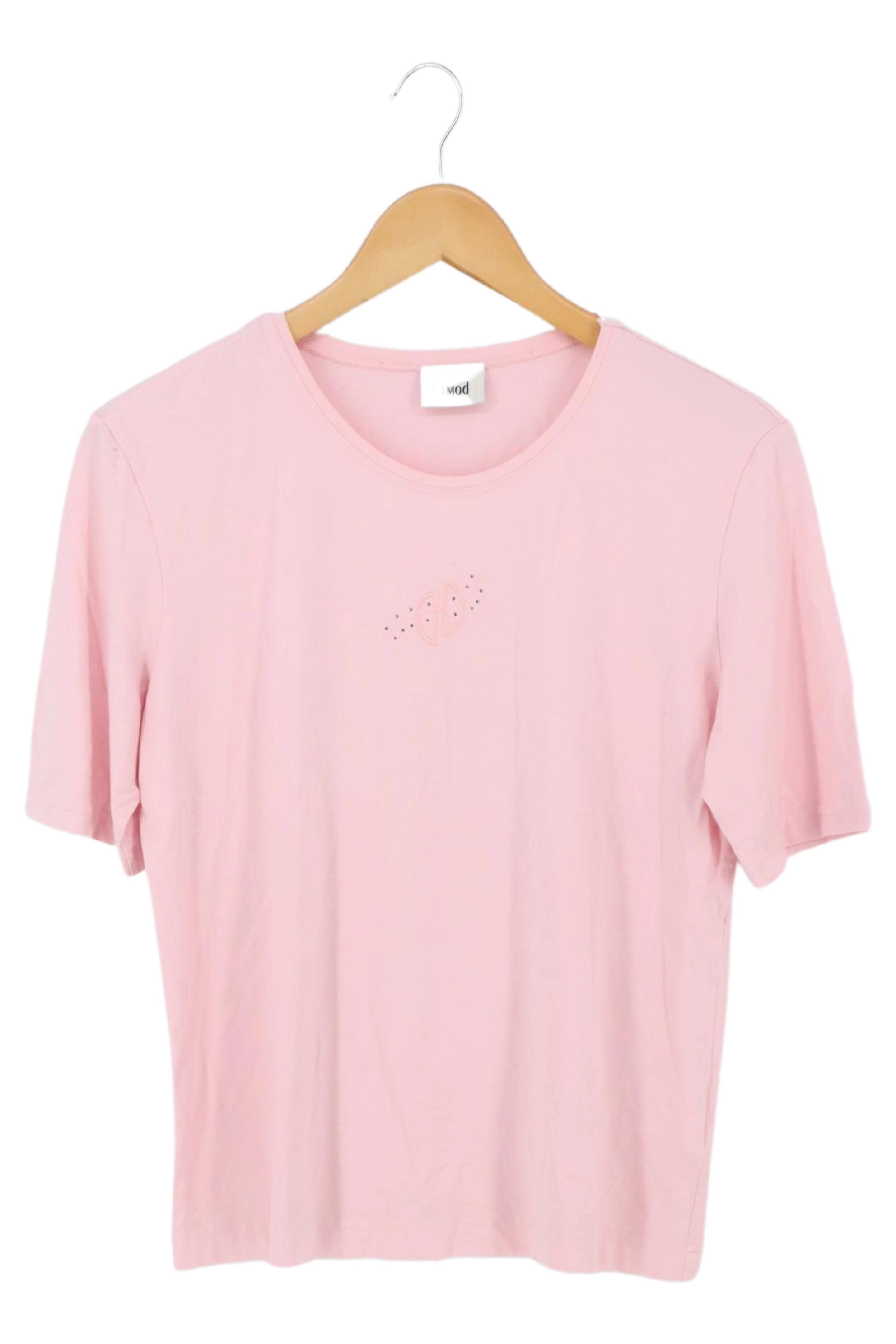 DELMOD Damen T-Shirt Gr. 40/M Rosa Casual Kurzarm Stickerei 1