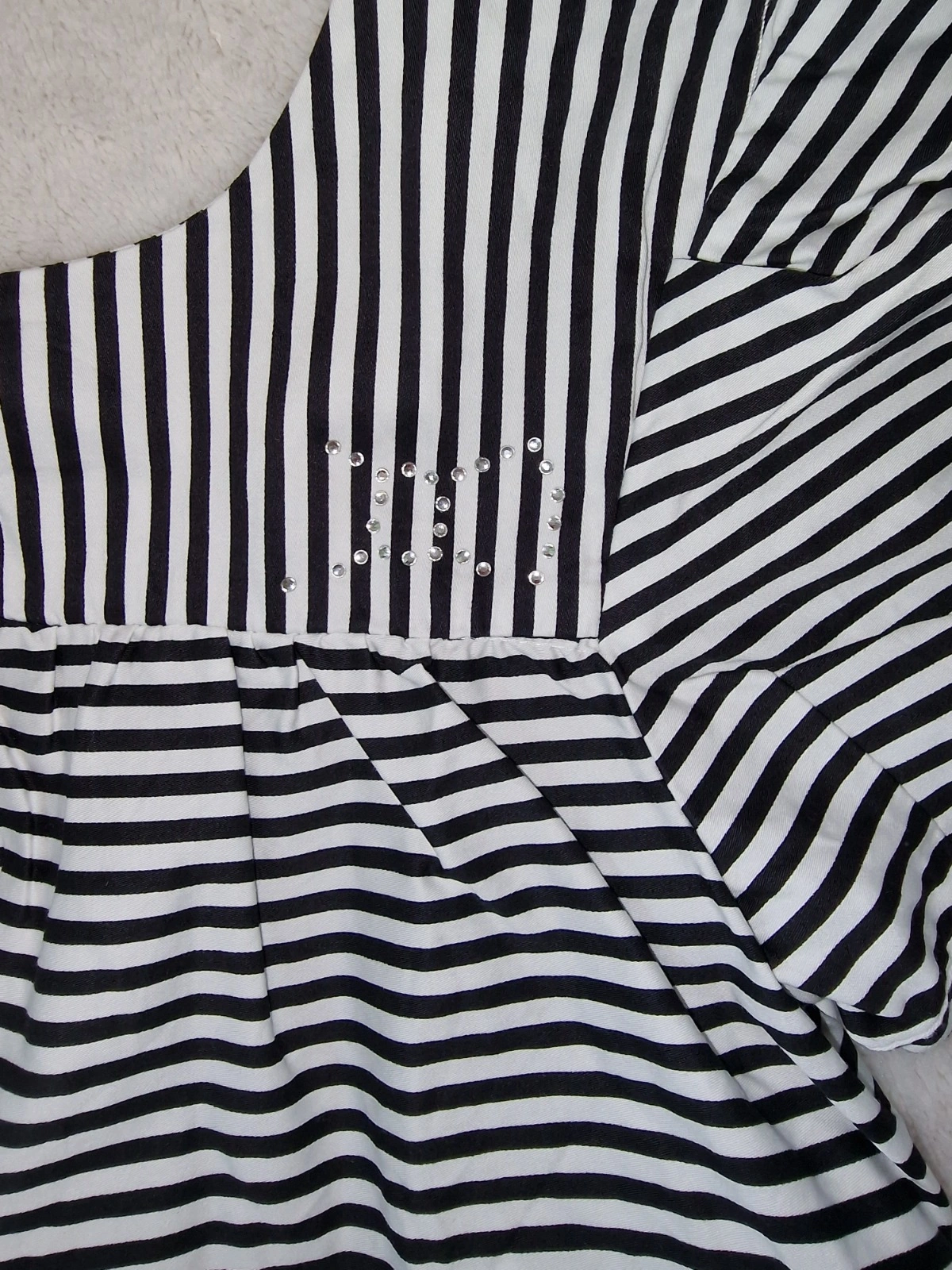 NAF NAF Kinder Bluse 134 gestreift Baumwolle schwarz weiß Charmant 6