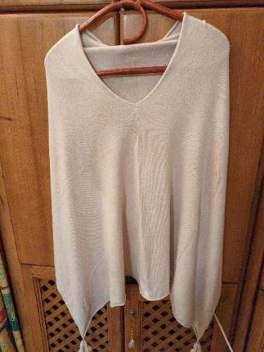 comma, Damen Poncho Strick Cape Beige UNI Ärmellos Freizeit 2