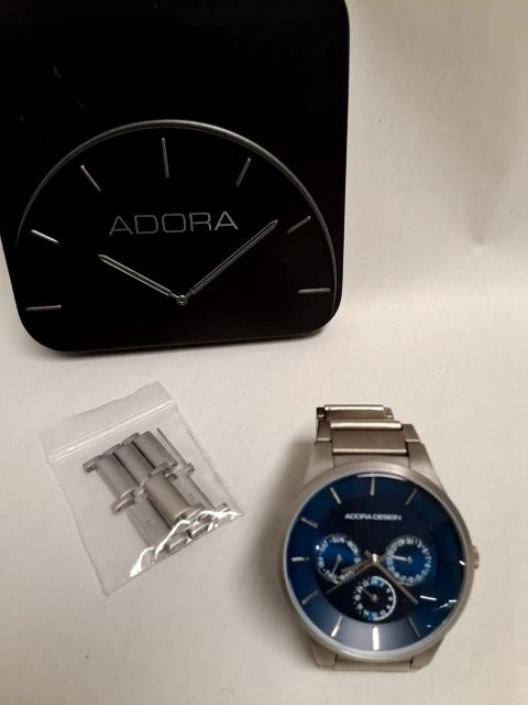 Adora Herren Armbanduhr Business Silber Metall Glas Logo Uni 17cm 7