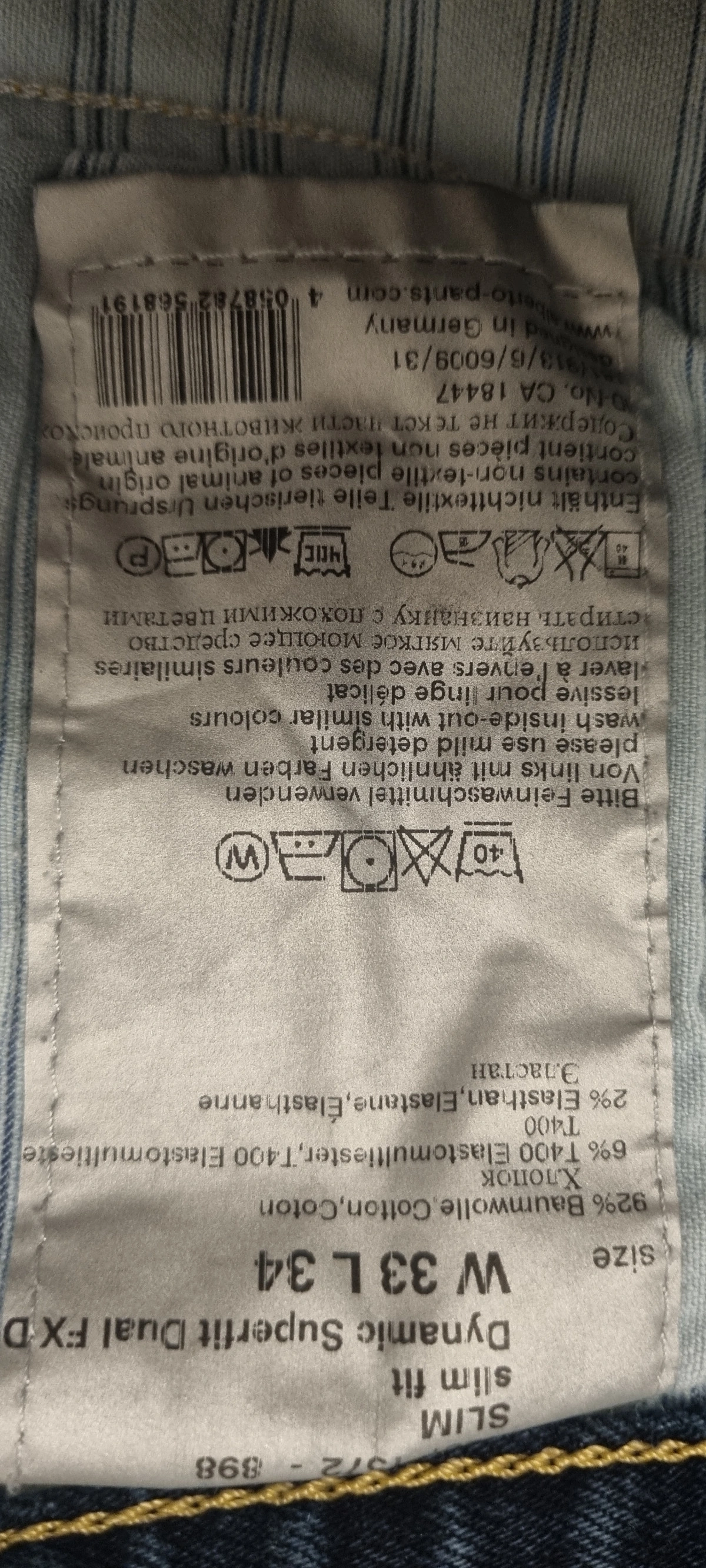 ALBERTO Herren Jeans Slim Fit Hose Blau Casual Größe 33x34 7
