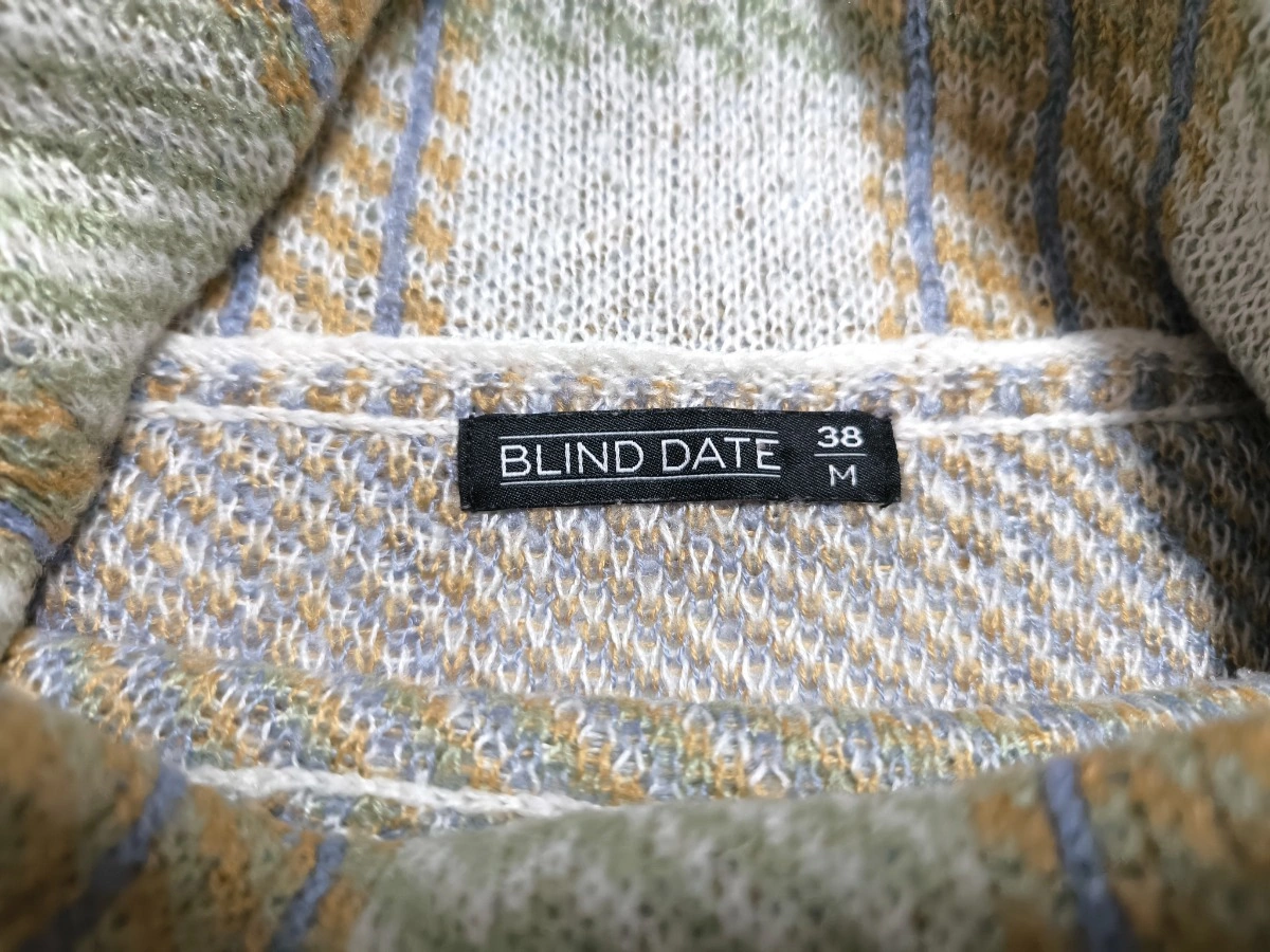 BLIND DATE Damen Pullover Rollkragen Kariert Strick M 38 Mehrfarbig 5