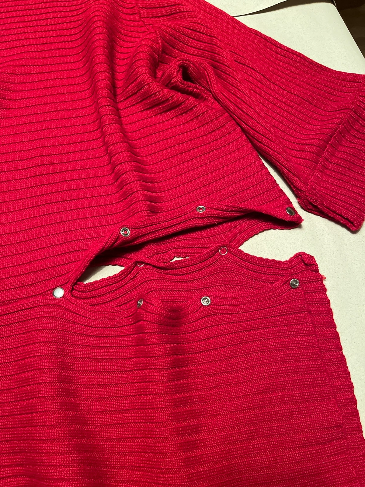 Jean Marc Philippe Damen Pullover Rot Gr. 44/XXL Rippstrick Oversize 9