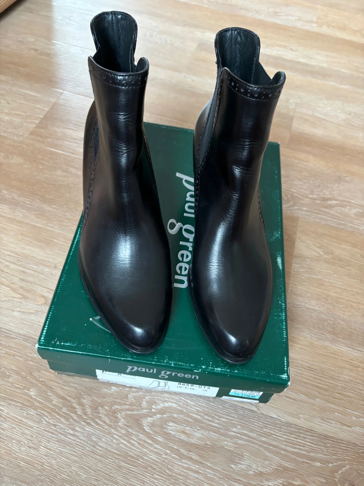 Paul Green Damen Chelsea Boots Stiefeletten Leder Schwarz Gr. 41 Blockabsatz 8