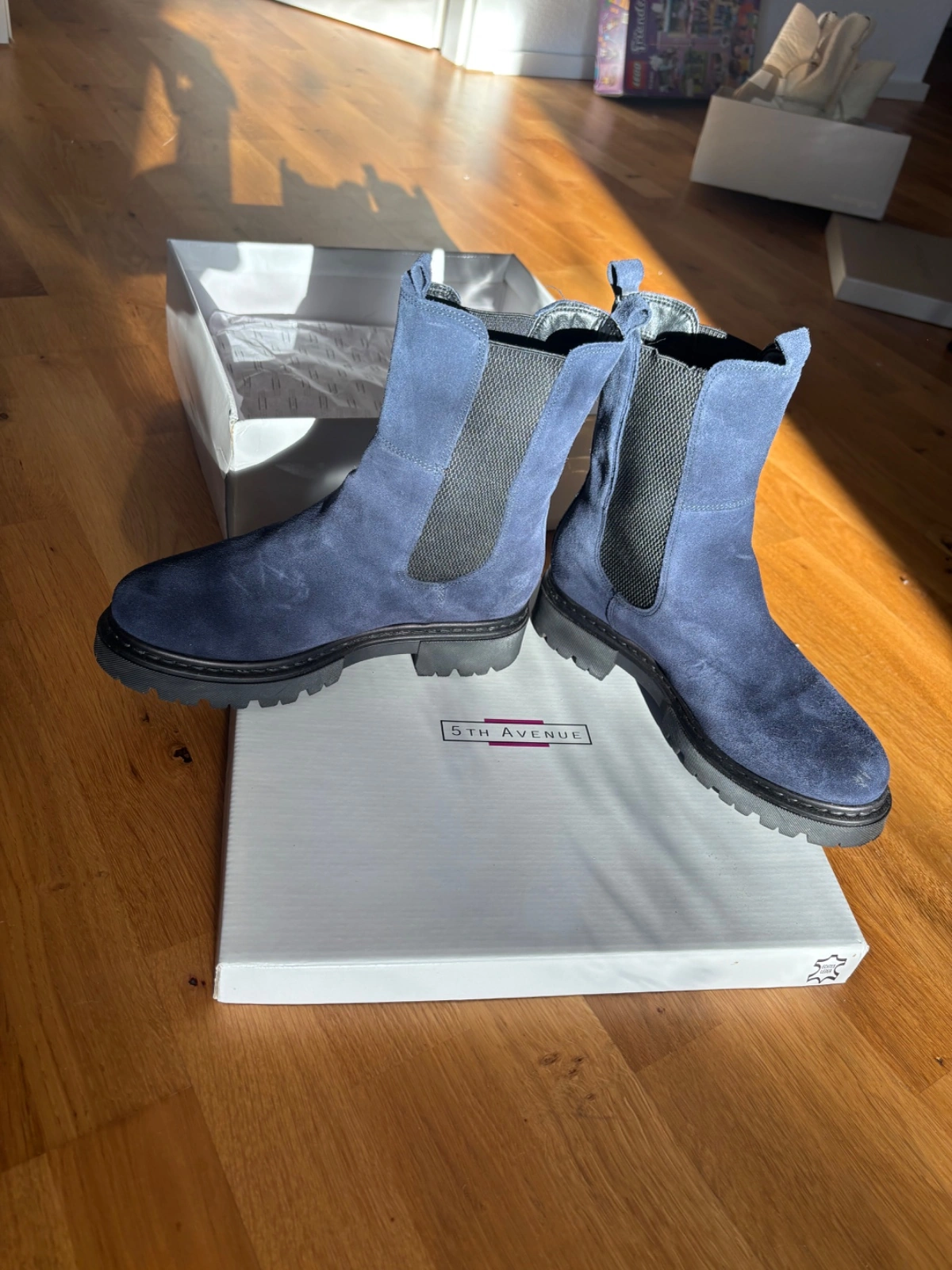 5th Avenue Chelsea Boots Damen Gr. 37 Wildleder Blau Stiefelette 9