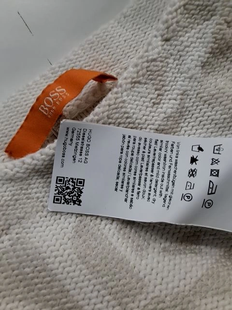 BOSS Orange Damen Pullover Gr. M Beige Baumwolle Abstrakt Muster 2