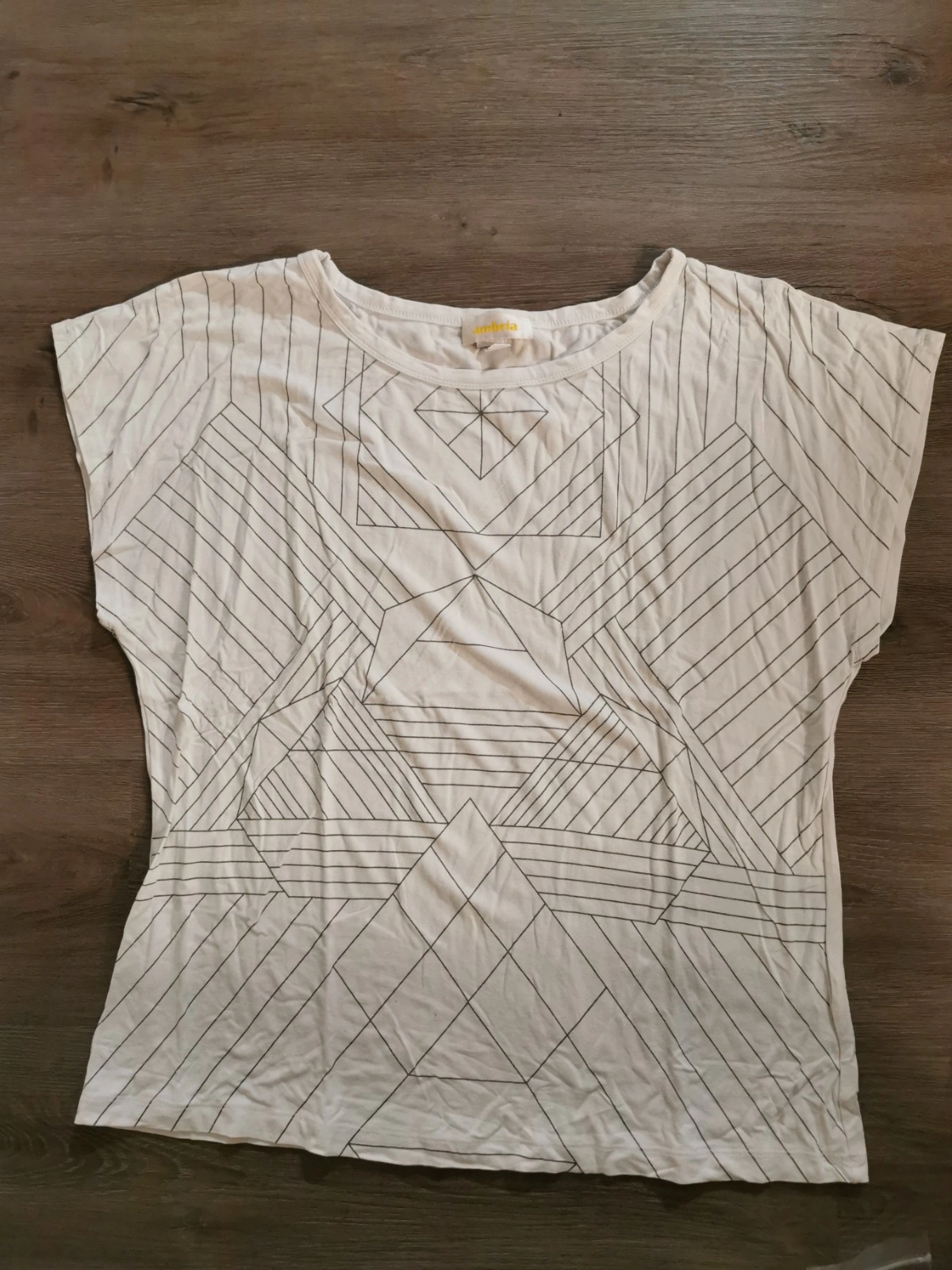 Ambria Damen T-Shirt Gr. 40/L Weiß Geometrisches Muster Casual 4