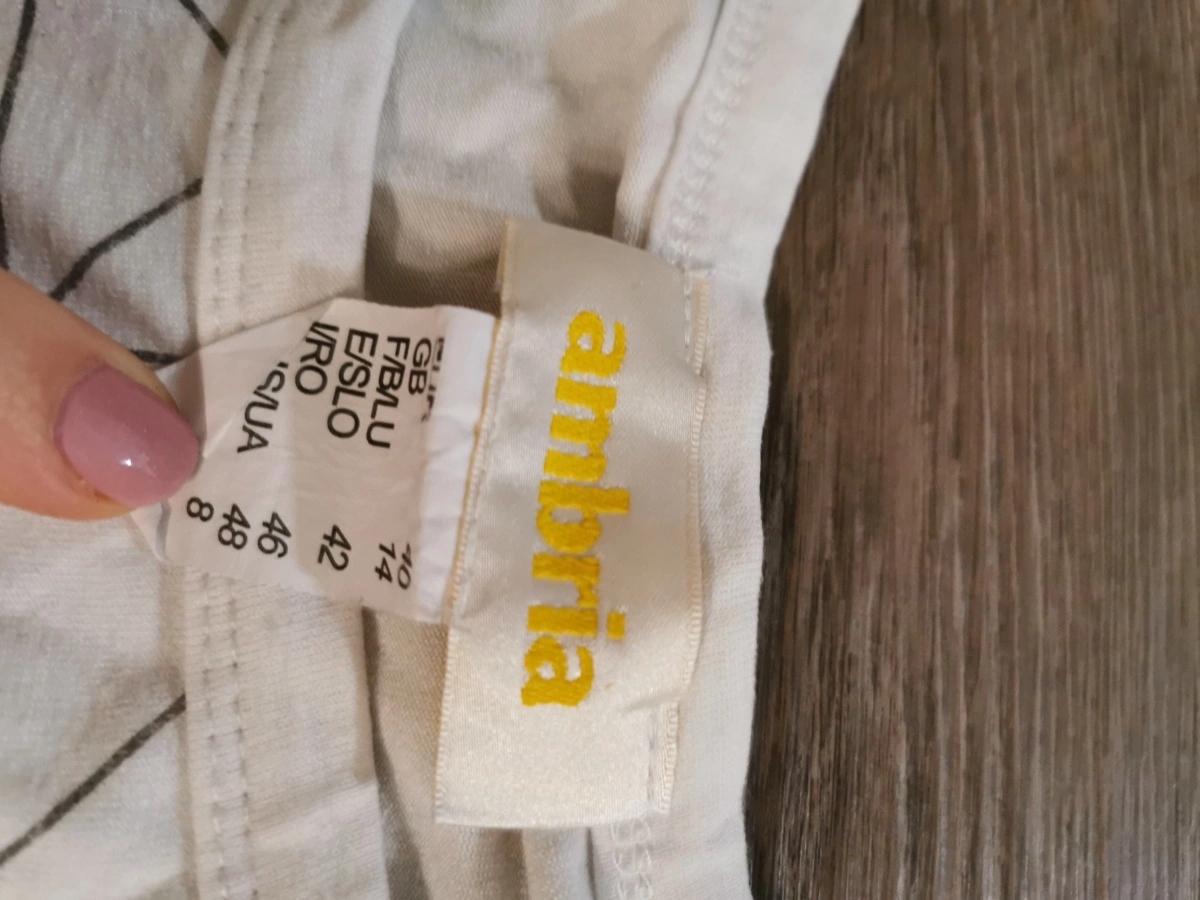Ambria Damen T-Shirt Gr. 40/L Weiß Geometrisches Muster Casual 5