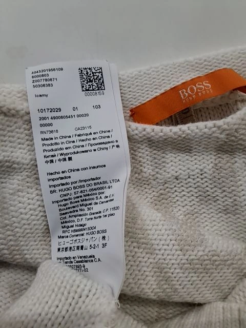BOSS Orange Damen Pullover Gr. M Beige Baumwolle Abstrakt Muster 5
