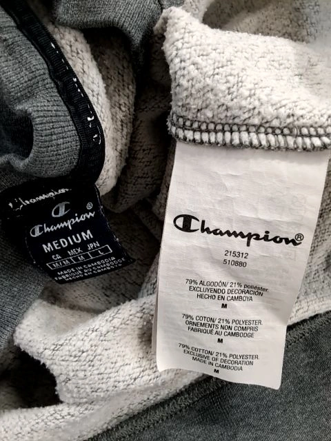 Champion Herren Sweatshirt Grau Meliert Logo Print Freizeit Gr. M 6