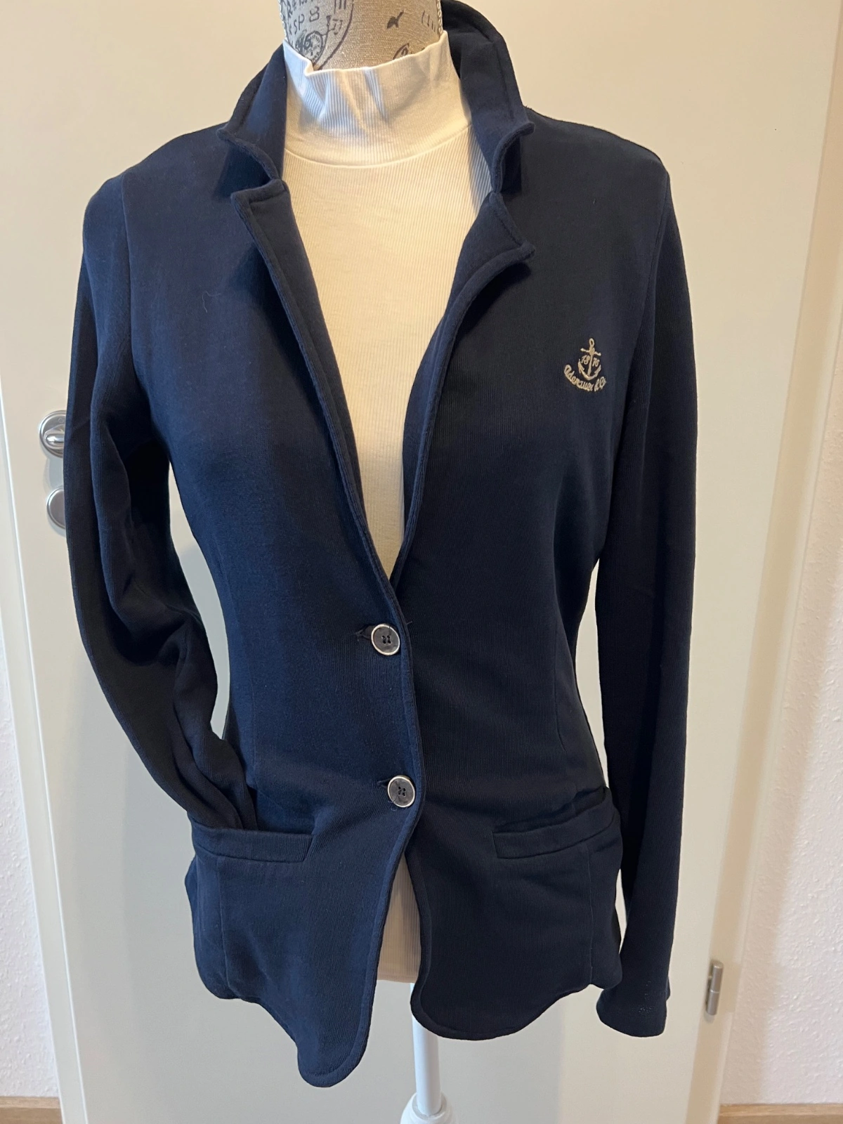 Adenauer & Co. Damen Sakko Blazer Navy Blau Gr. M Maritim Stickerei 8