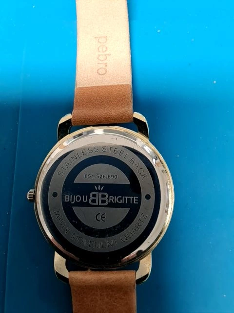 Bijou Brigitte Damenuhr Lederarmband Braun Gold Quarz Klassisch 5