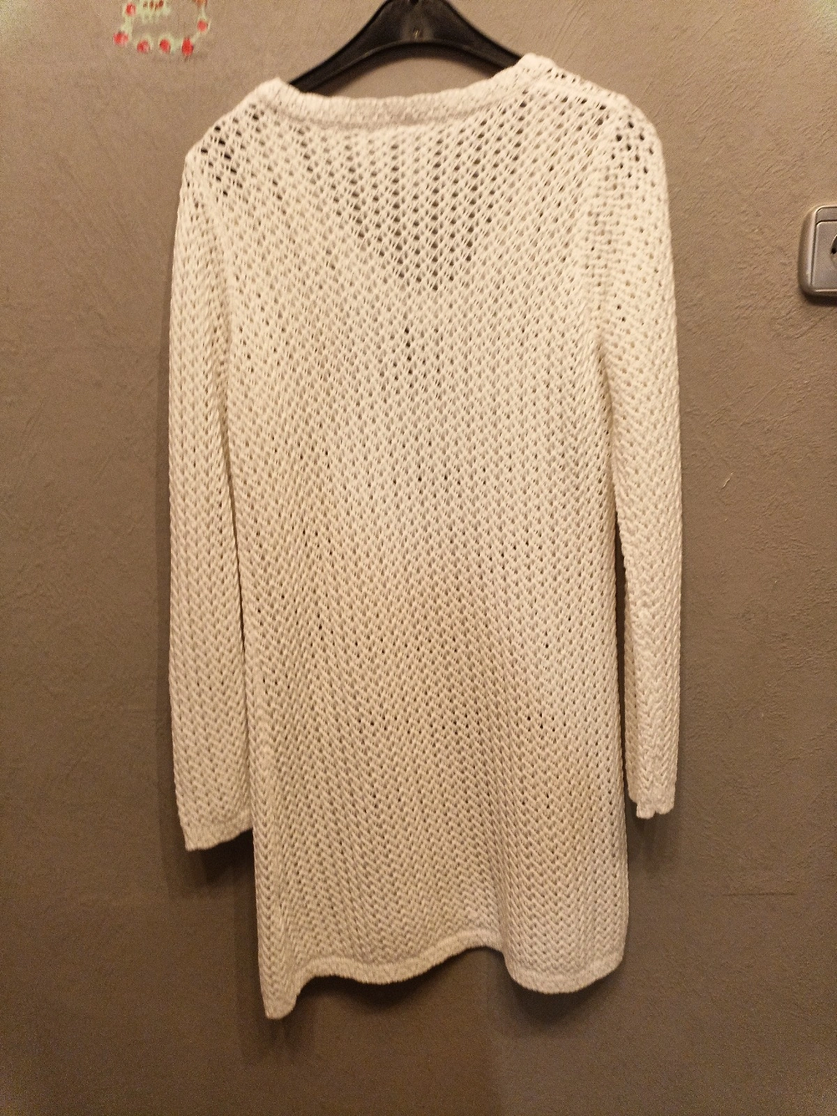 Pageone Damen Strickpullover Weiß Gr. M Lochmuster Longpullover 6