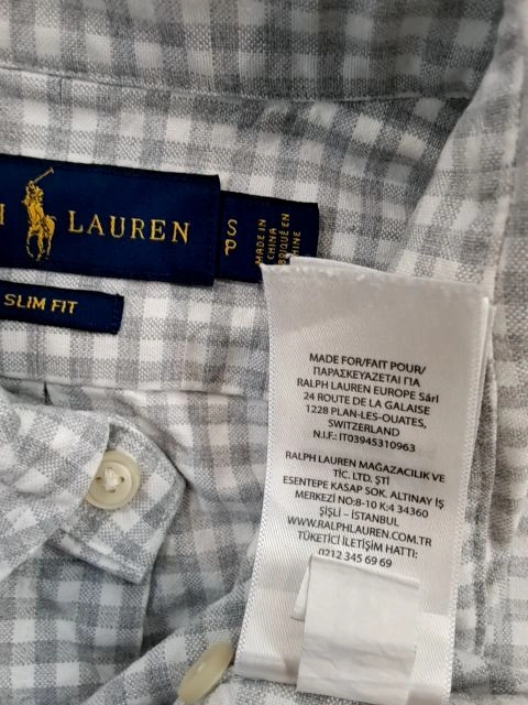 Ralph Lauren Herren Hemd Slim Fit Button-Down Kariert Grau Gr. S 4