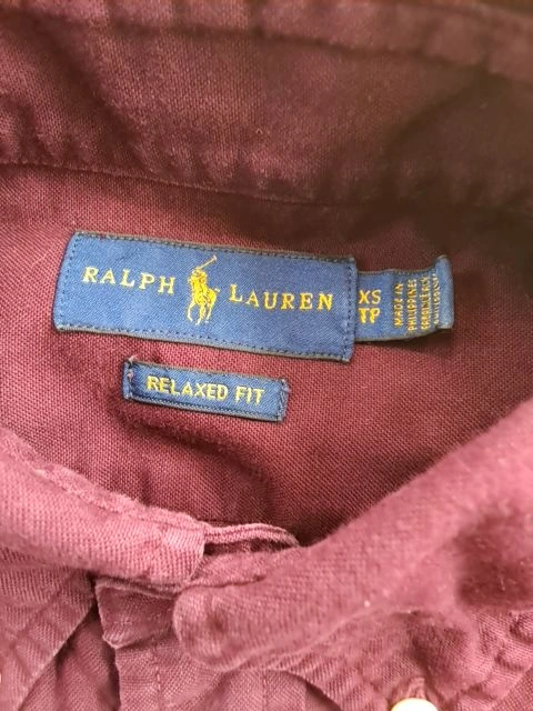 Ralph Lauren Hemd Langarm Herren Rot Gr. XS Relaxed Fit Baumwolle 5