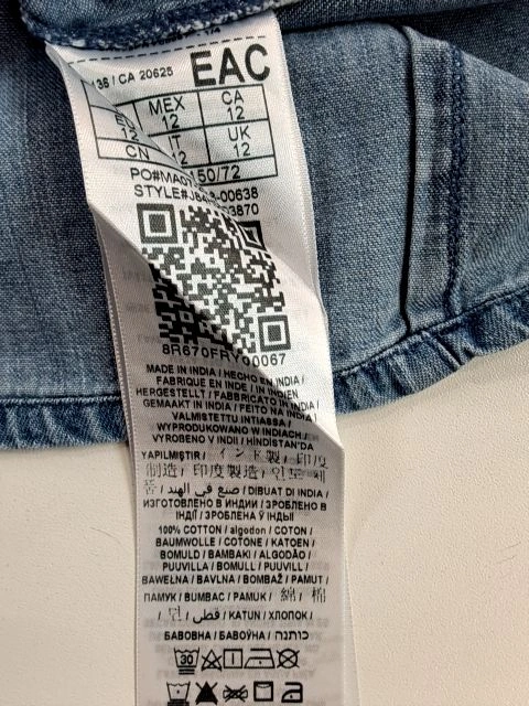 GUESS Mädchen Jeanshemd Freizeithemd Blau Gr. 134 Nieten Strass 7