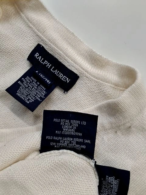Ralph Lauren Pullover Kinder Gr. 152 L 12, 14 Weiß V-Ausschnitt Baumwolle 5