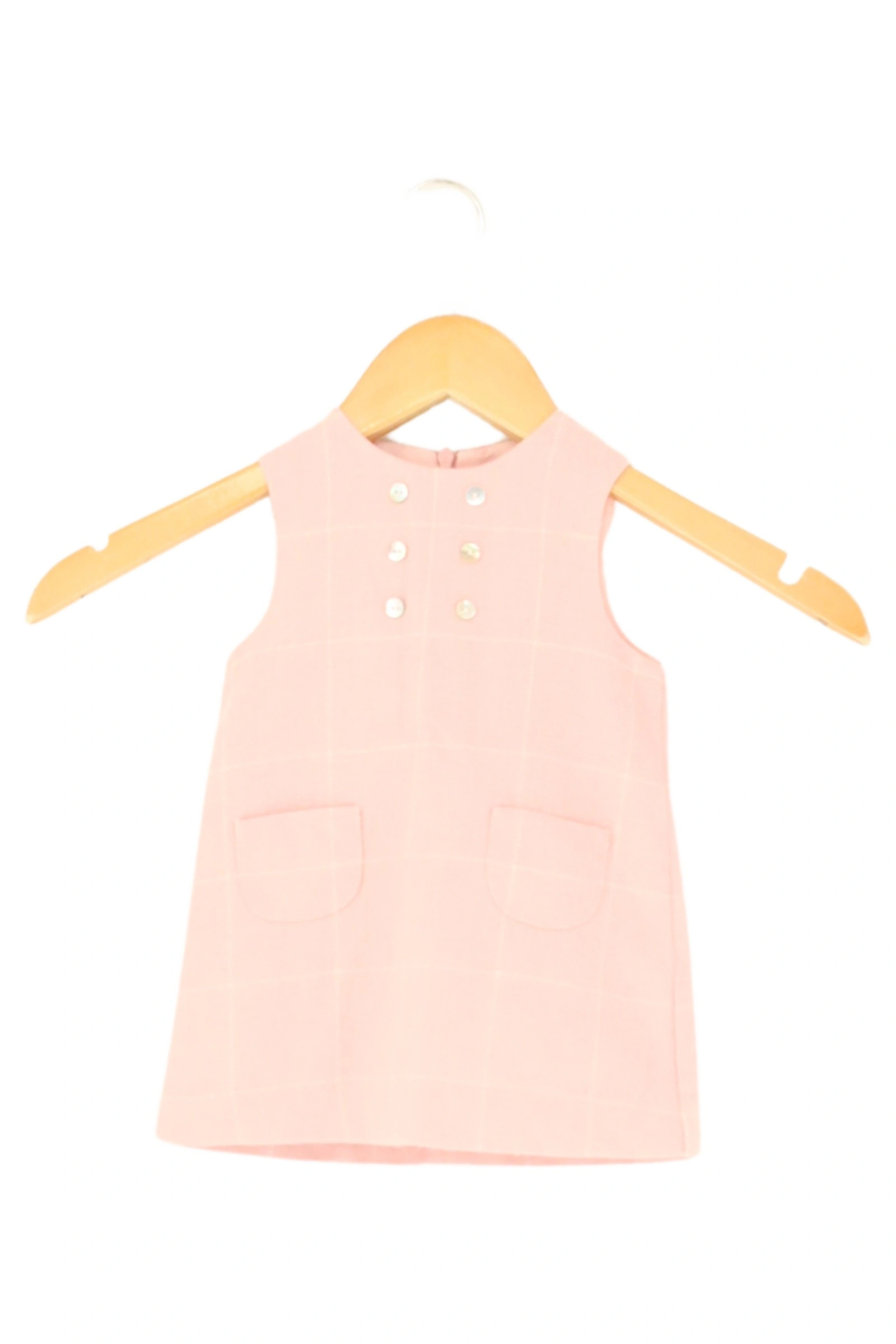 CYRILLUS Sommerkleid Kinder Gr. 98 Rosa Leinen Klassisch Preppy Kariert 1