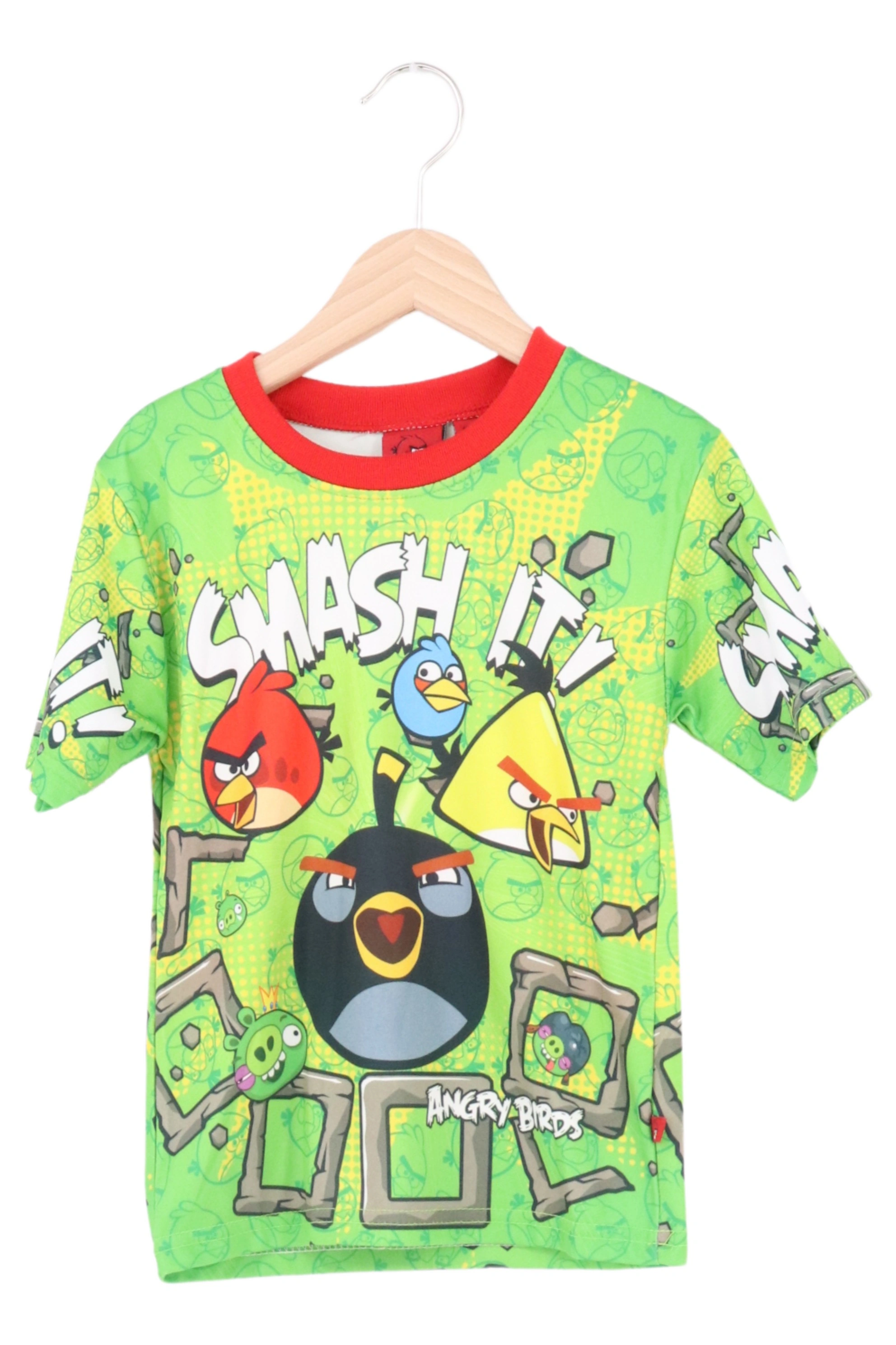 Angry Birds Kinder T-Shirt Gr. 116 Grün Farbenfroh Kurzarm Jungen Mädchen 1