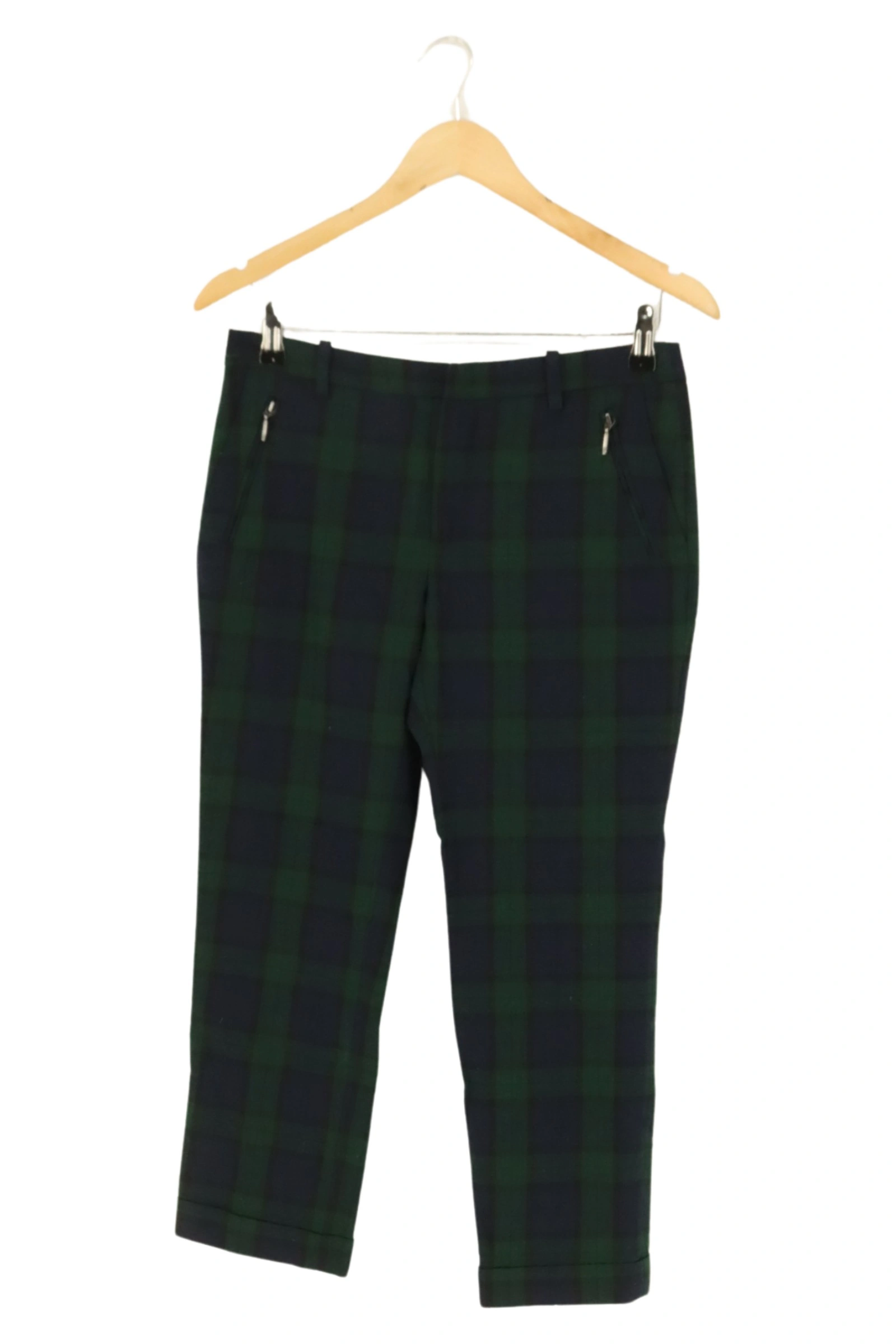 ZARA Damen Anzughose S 36 Kariert Grün Blau Preppy Business Hose 1