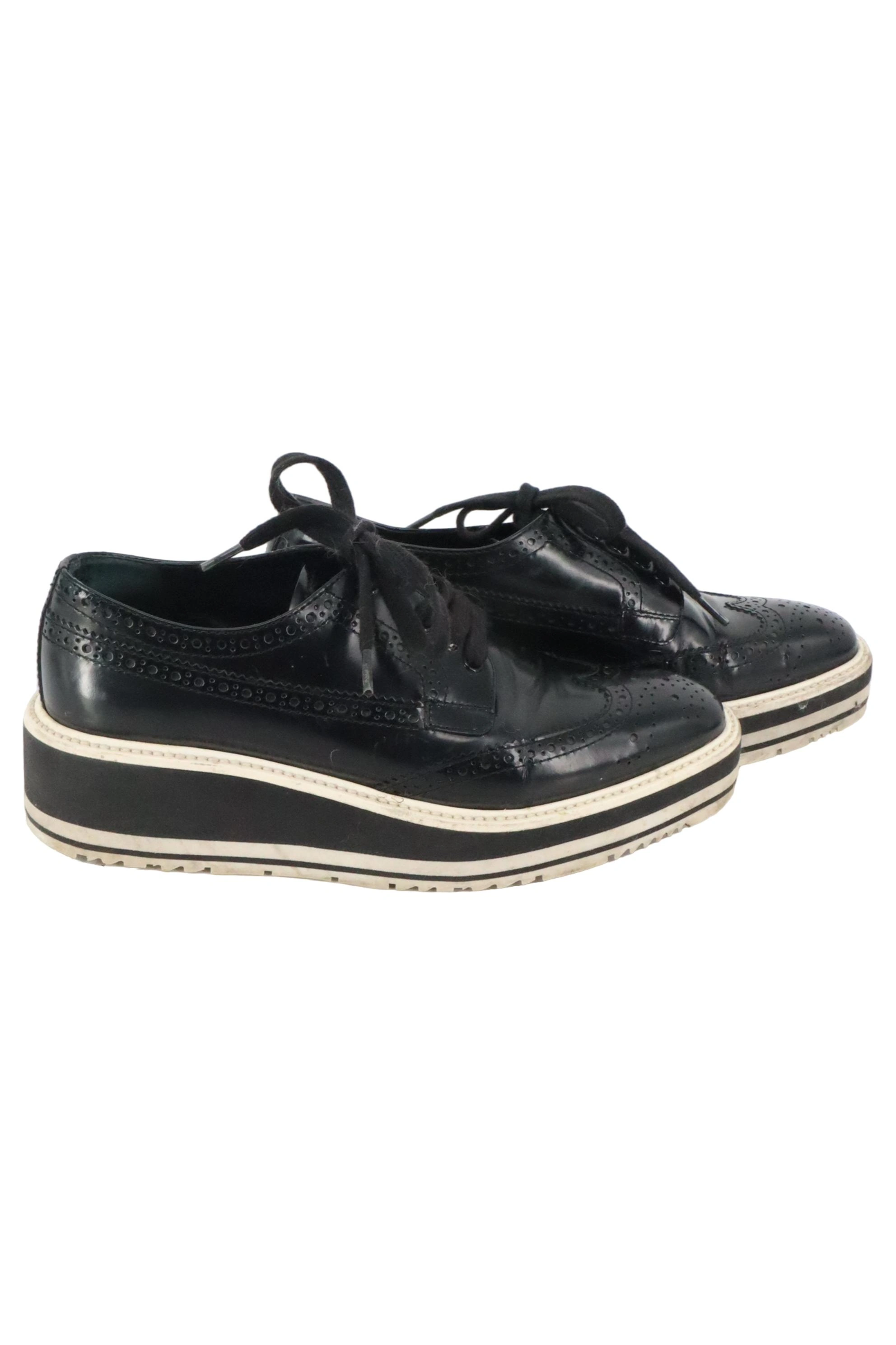PRADA Damen Schnürschuhe Plateau Brogues Gr. 35 Schwarz Elegant Business 1